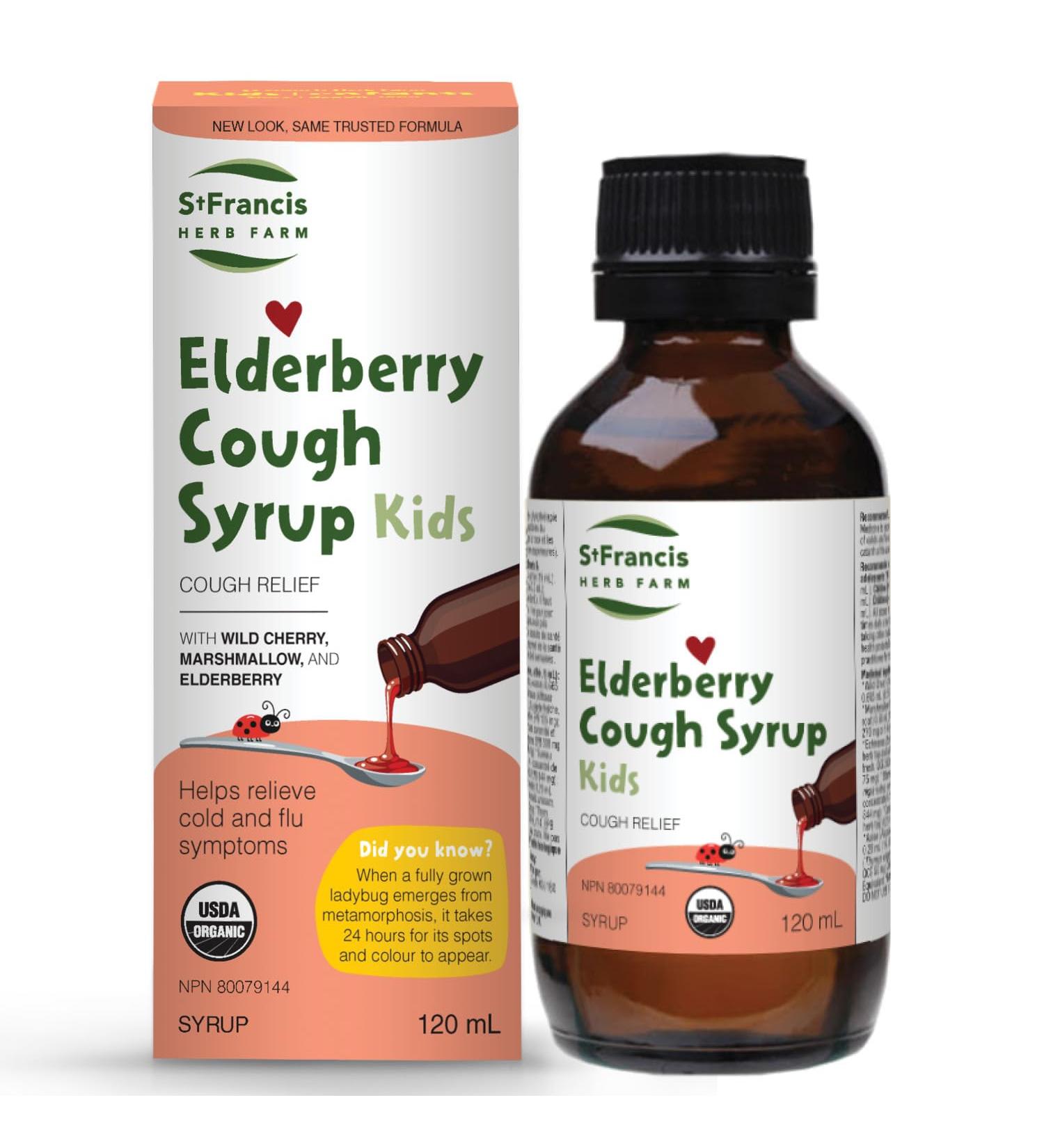 St. Francis Herb Farm Elderberry Cough Syrup for Kids | Cough Syrup to Provide Maximum Immune Support | Great-Tasting Cough Medicine | Elderberry | Wild Cherry Bark | Honey | 120 mL - Buy Online on GoSupps.com