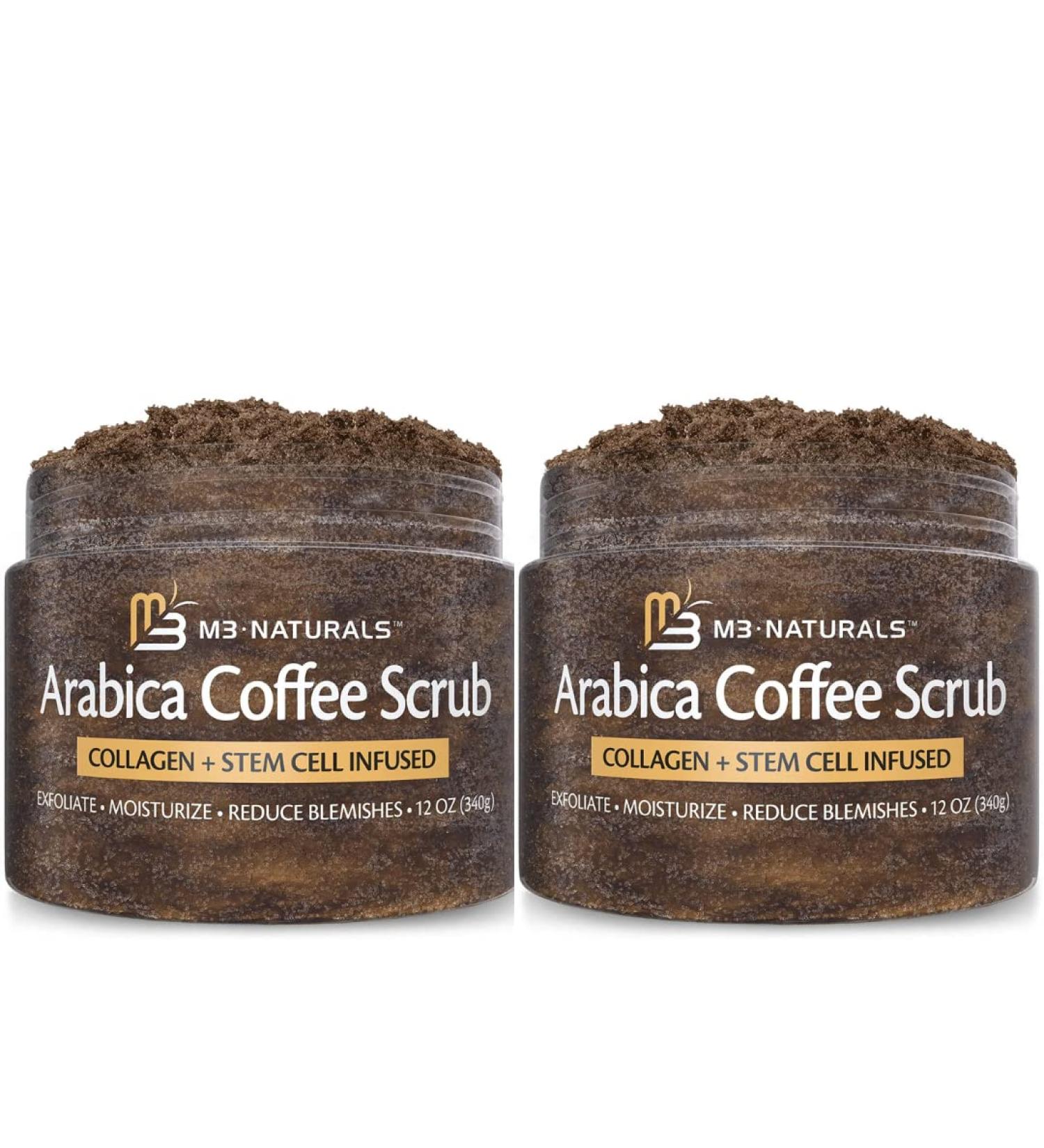 Arabica Coffee Body Scrub with Collagen & Stem Cell | Exfoliating Scrubber by M3 Naturals | 2 Pack Coffee Scrub - Buy Online on GoSupps.com