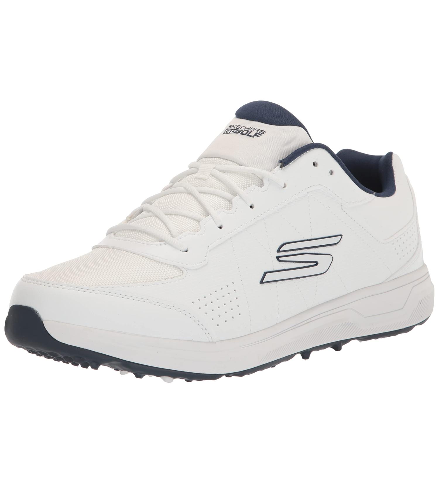 Skechers Men's Go Golf Prime Relaxed Fit Spikeless Golf Shoe - White Navy Blue - EU Size 46 - International Shipping Available - Buy Online on GoSupps.com