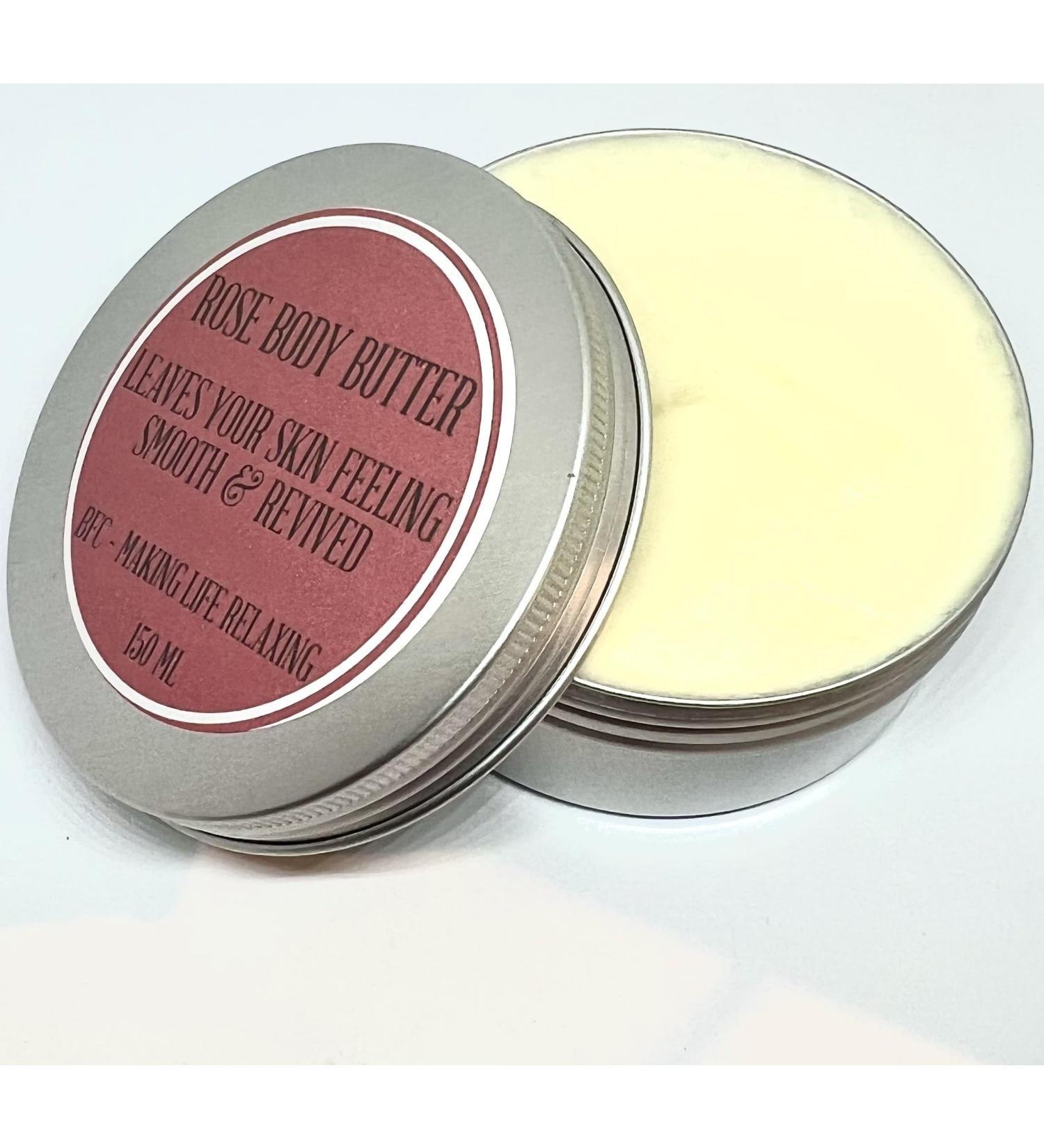 BFC Body Butter Rose Scented 150ML Silver Tin - Made with Mango Butter Shea Butter Sweet Almond Carrier Oil and pure Rose Essential Oil. - Buy Online on GoSupps.com