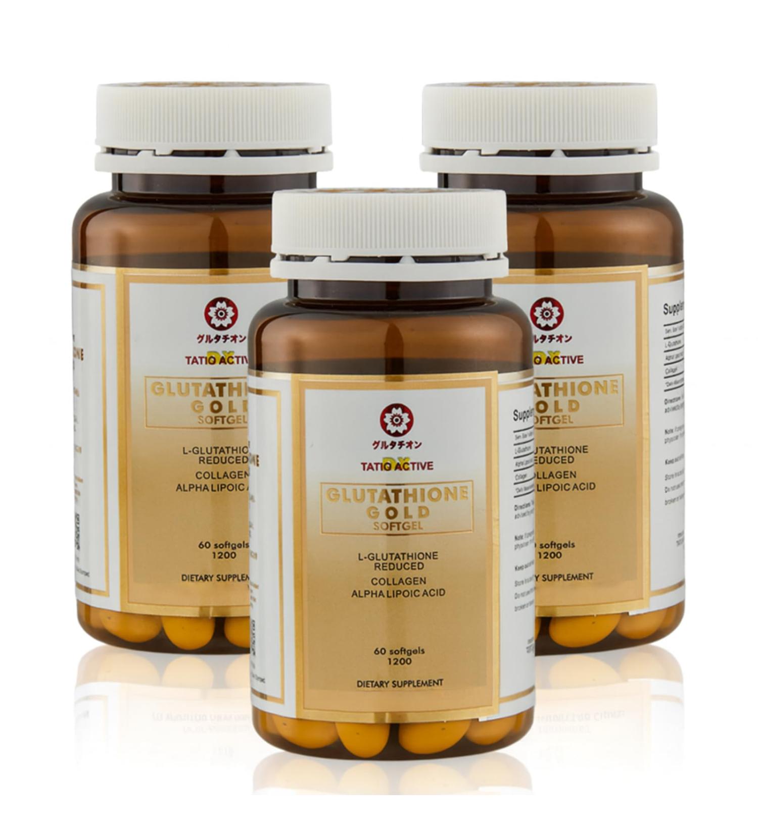 Tatiomax Made in Japan Advanced Gold Glutathione Capsules with Collagen Vitamin C and Antioxidants Supplement for Radiant Youthful-Looking Skin Collagen Production & Even Skin Tone 3 Bottles - Buy Online on GoSupps.com