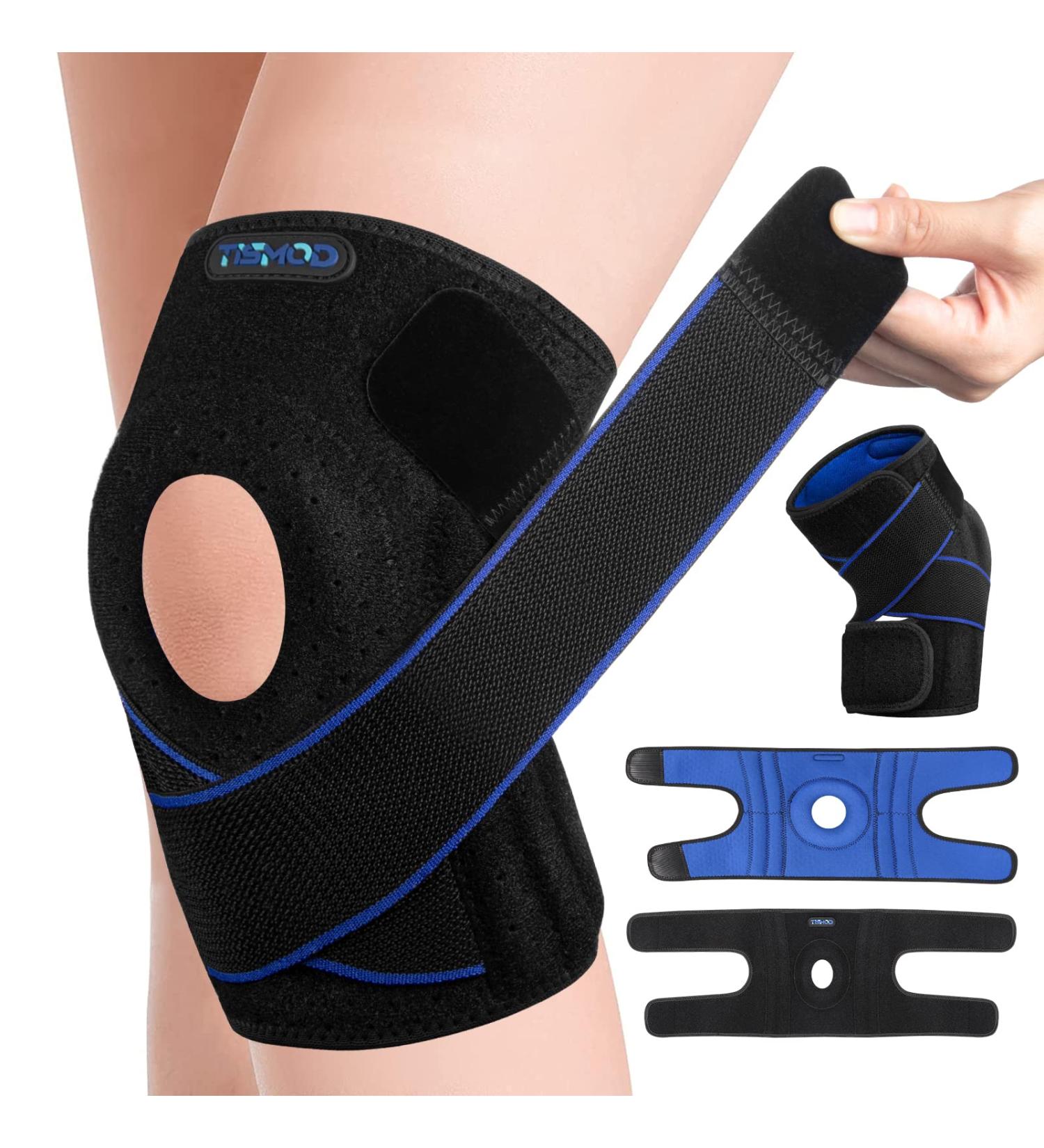 TISMOD Knee Brace with Patella Gel Pad & Side Stabilizers - Adjustable Support for Meniscus Tear, Arthritis, Joint Pain - Injury Recovery - S/M Blue & Black - Buy Online on GoSupps.com