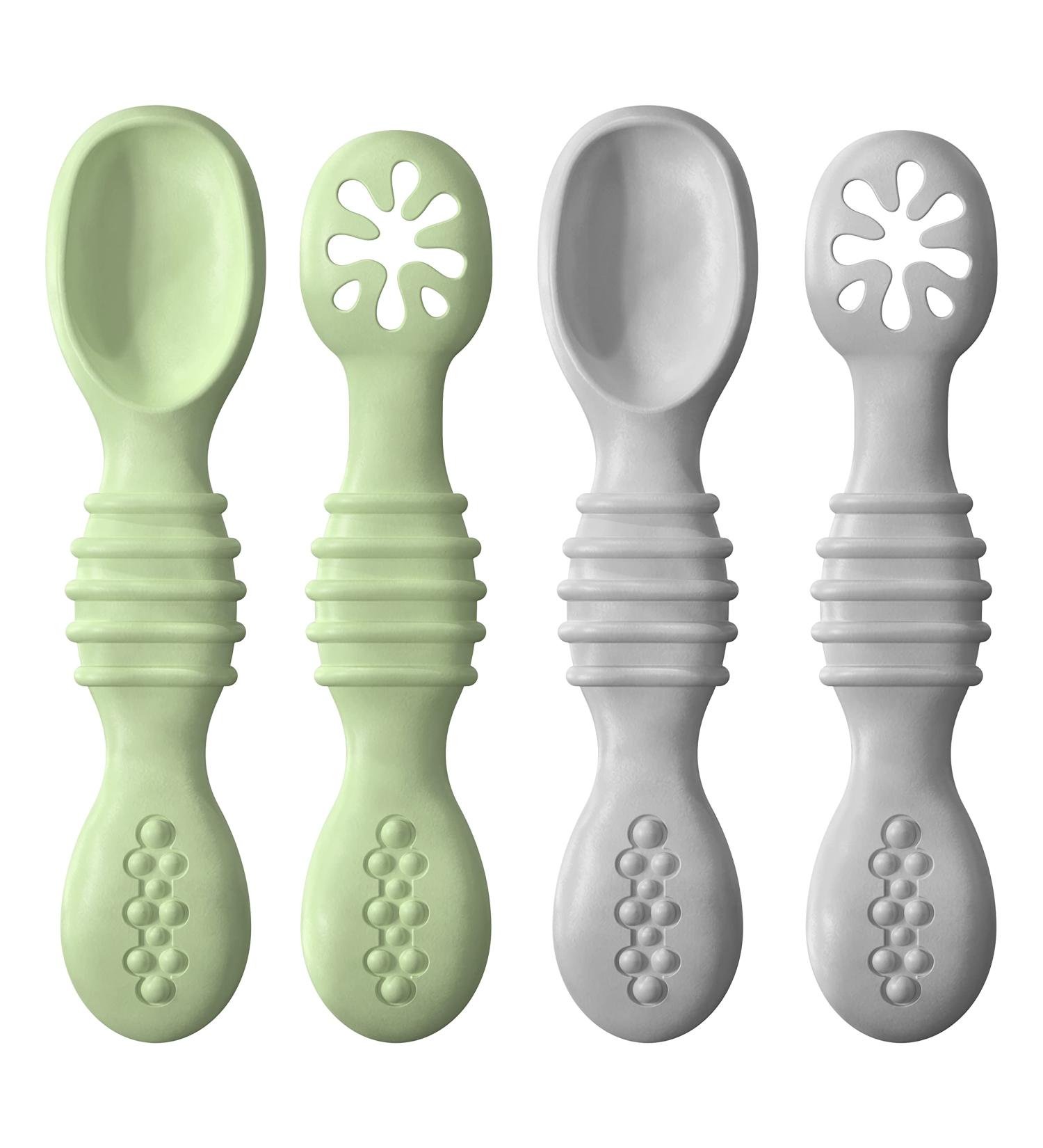 4 Pack Baby Silicone Spoons First + Second Stage Spoons Baby Feeding Spoons BPA Free Self Feeding Baby Spoons Baby & Toddler Utensil o1baby (Grey Green) - Buy Online on GoSupps.com