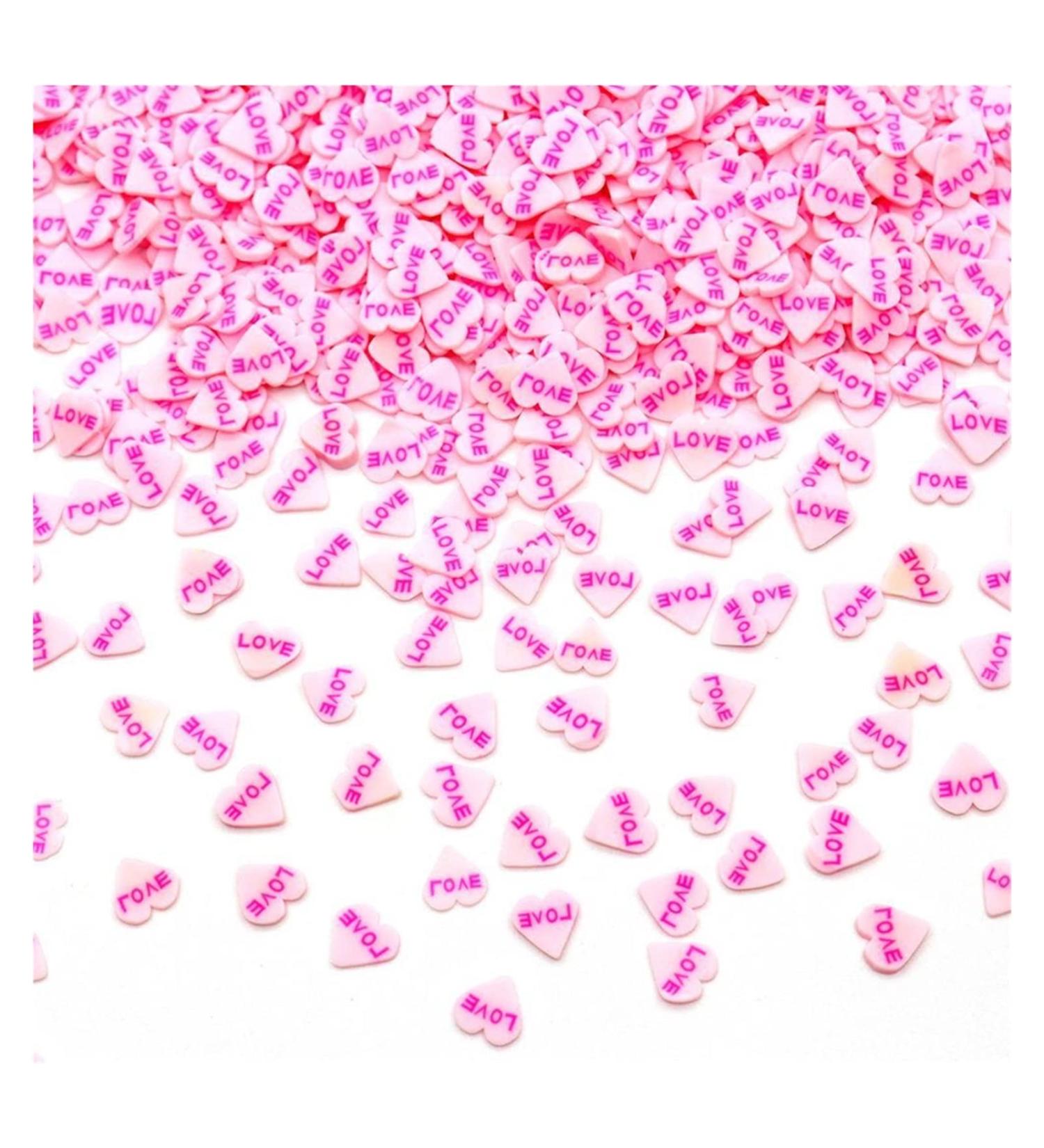 RT 10g/Lot Love Heart Shaped Slices Additives for Slime Filler Nail Art DIY Charm Slime Supplies Accessories Decoration Toy Y420 (Color : Pink Love)