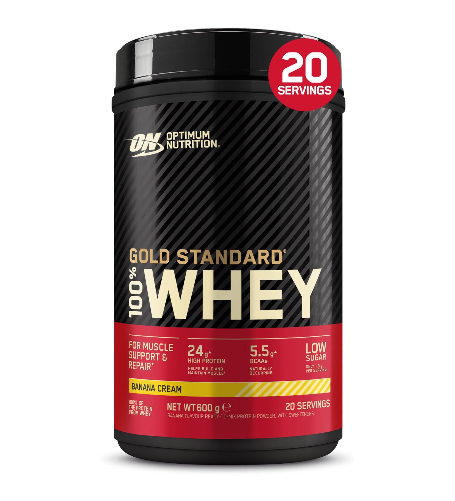 Optimum Nutrition Gold Standard 100 Whey Protein Powder Banana Cream 600g 20 Servings - Buy Online on GoSupps.com