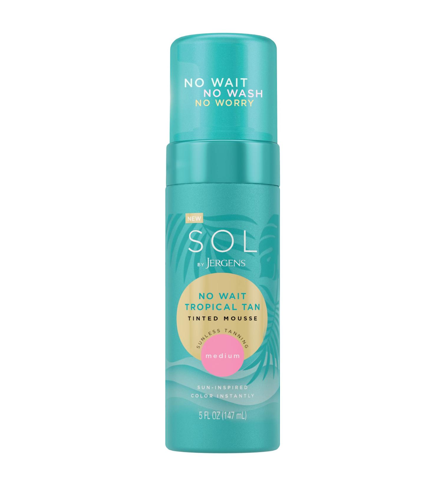 Sol by Jergens Sunless Self Tanner Mousse - Instant Tan No Transfer Vegan Cruelty-Free Medium 5 Oz - Buy Online on GoSupps.com