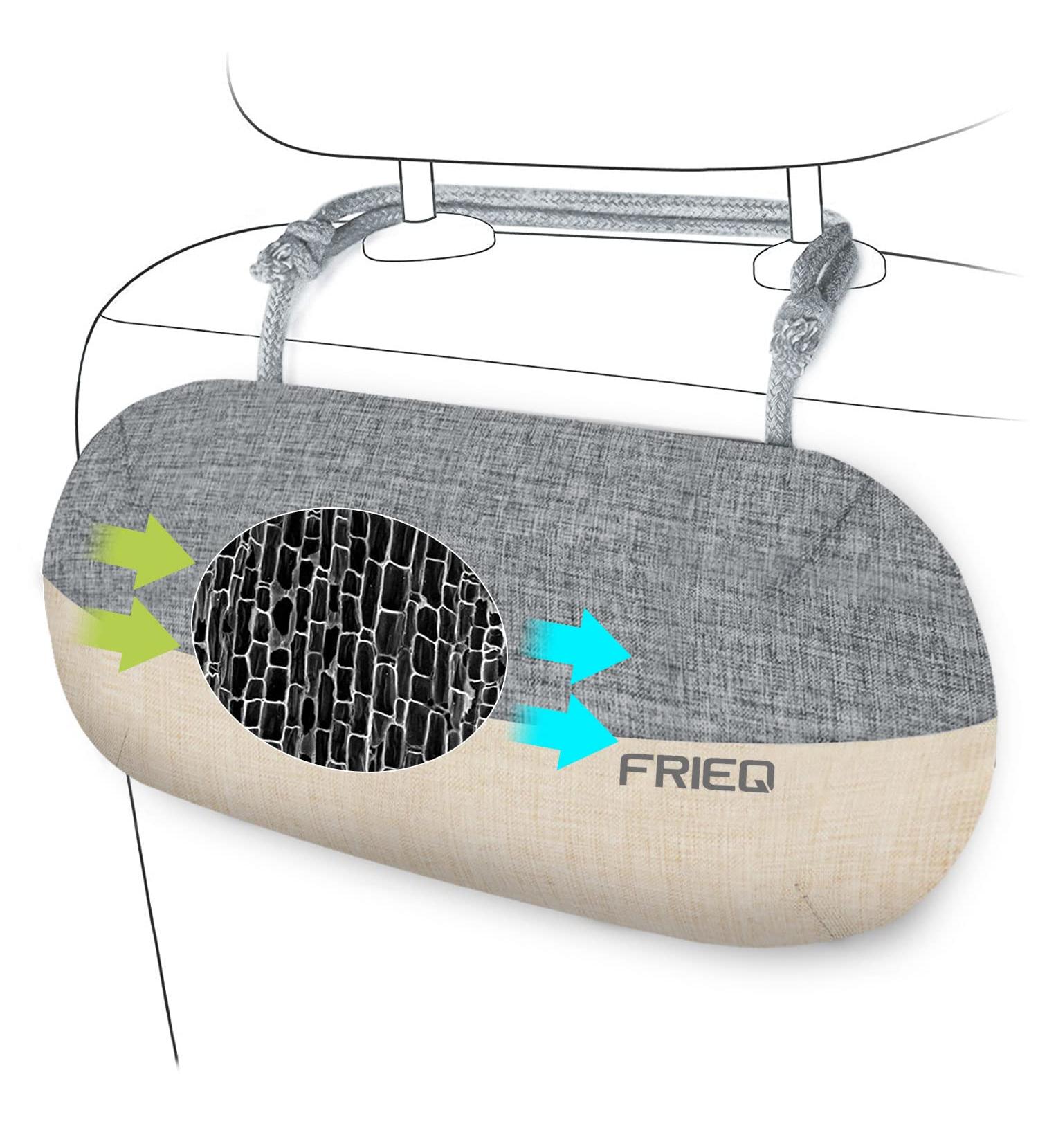 FRiEQ 100% Activated Bamboo Charcoal Air Purifying Bag | Lasts 365+ Days | Fragrance-Free Deodorizer for Car | Absorbs Smoke Smell and Bad Odors - Grey/Beige - Buy Online on GoSupps.com