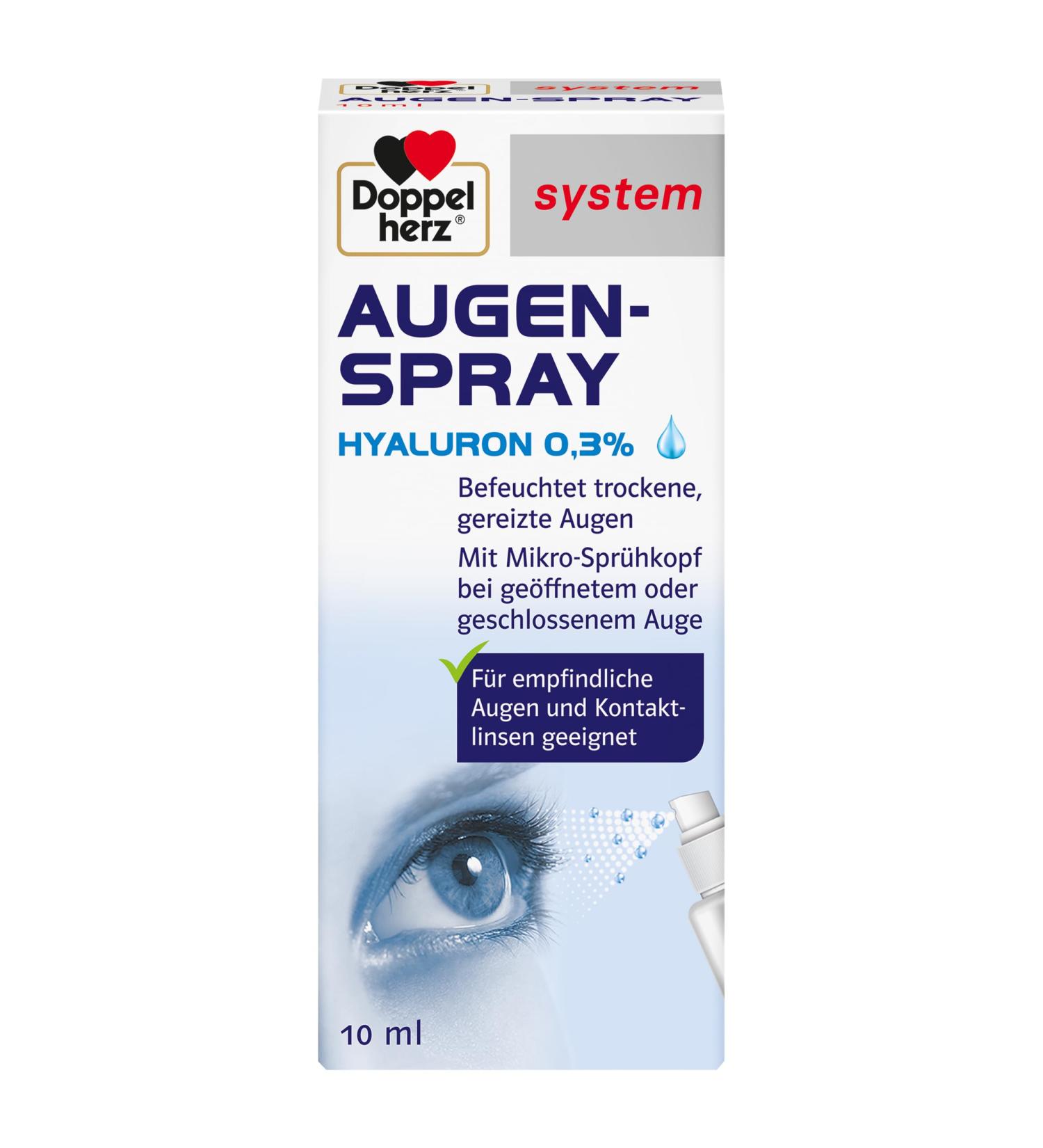  Doppelherz Doppelherz system eye spray Hyaluron 0.3% moisturizes dry irritated eyes 10 ml solution - Buy Online on GoSupps.com