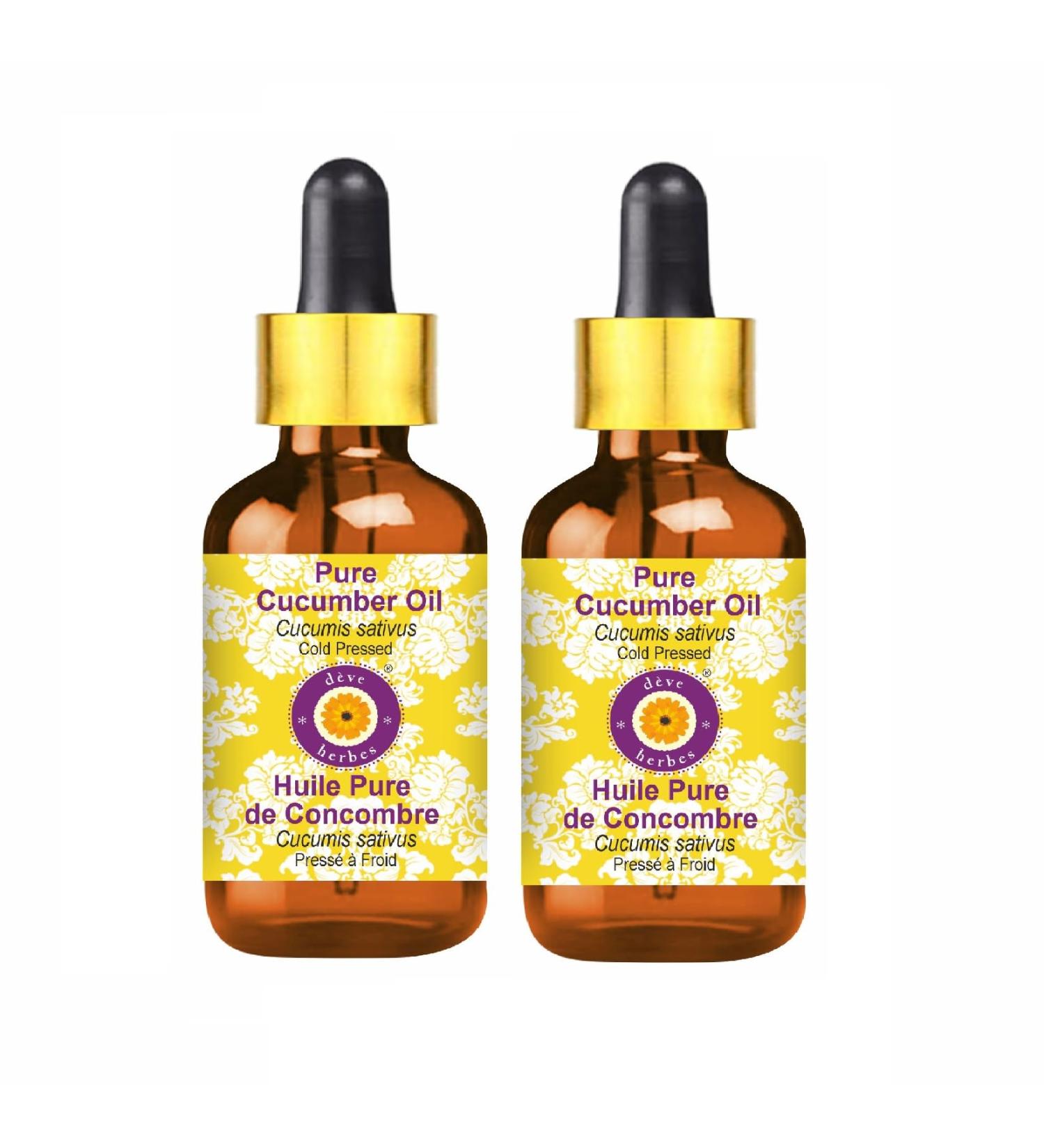 d ve herbes Pure Cucumber Oil (Cucumis sativus) with Glass Dropper Cold Pressed (Pack of Two) 100ml X 2 (6.76 oz) - Buy Online on GoSupps.com