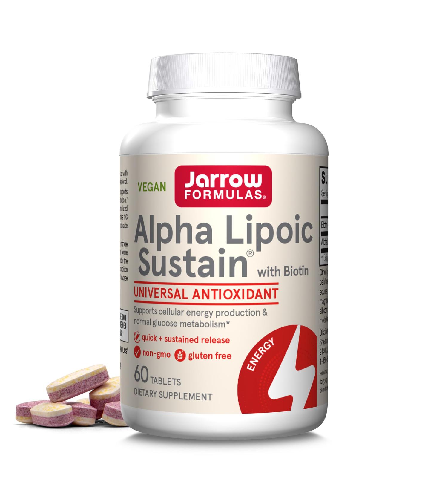 Jarrow Formulas Alpha Lipoic Sustain with Biotin - 300 mg Antioxidant Dietary Supplement 60 Vegan Tablets for Optimal Health - International Shipping Available - Buy Online on GoSupps.com