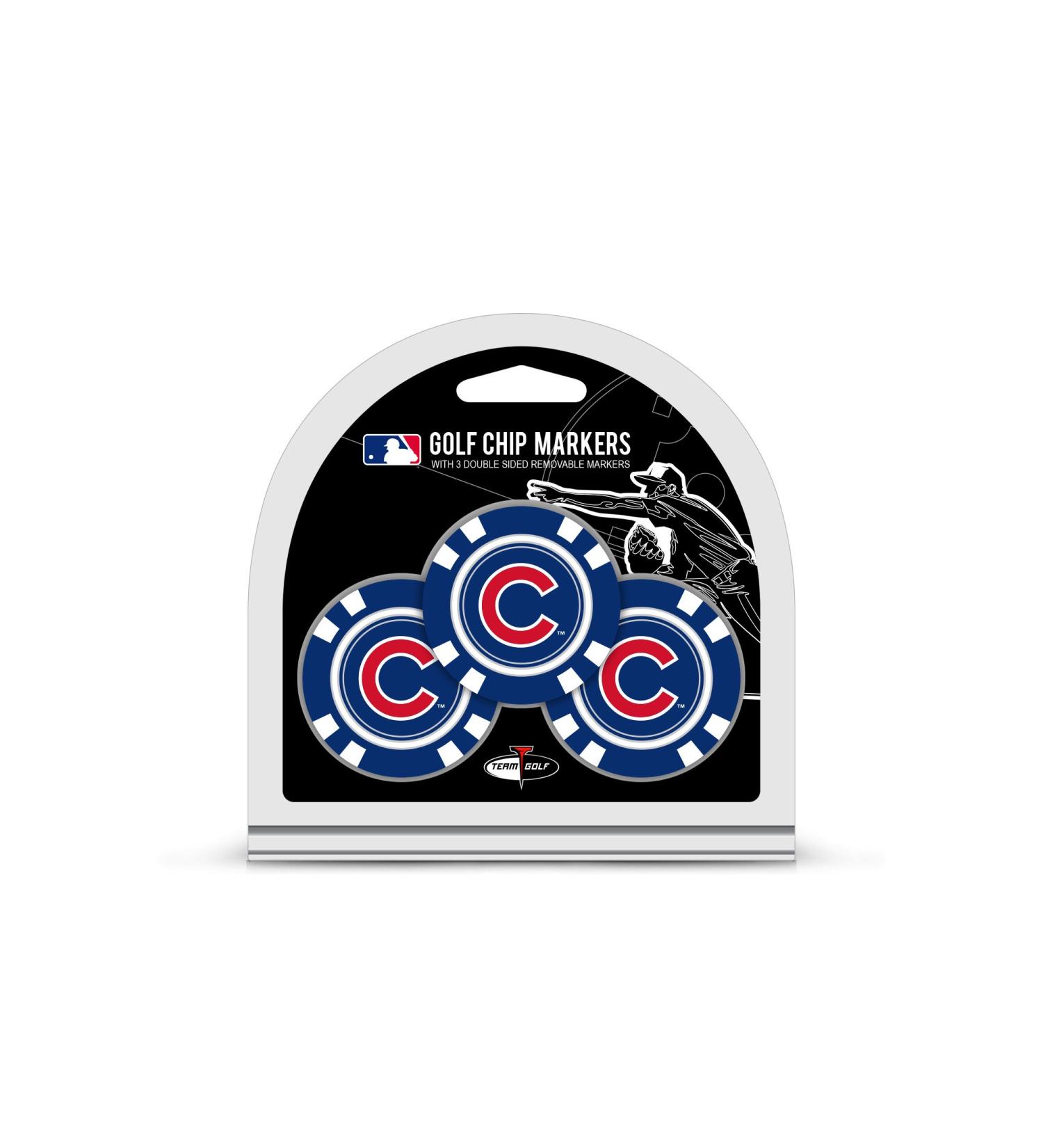 Team Golf MLB Golf Chip Ball Markers (3 Count), Poker Chip Size with Pop Out Smaller Double-Sided Enamel Markers Chicago Cubs