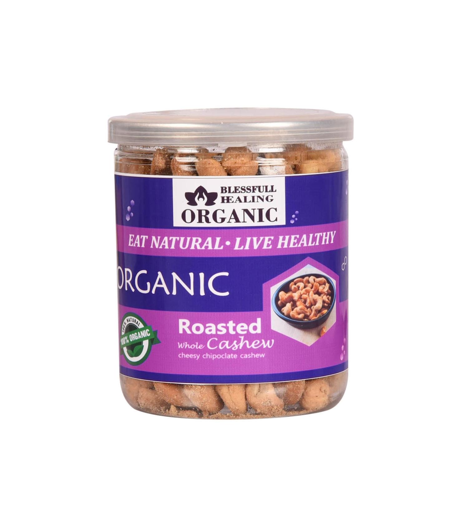 Blessfull Healing Organic Natural Vegan Cheesy Chipotle Roasted Whole Cashew Nuts Crunchy Kaju 250 Gram - Buy Online on GoSupps.com