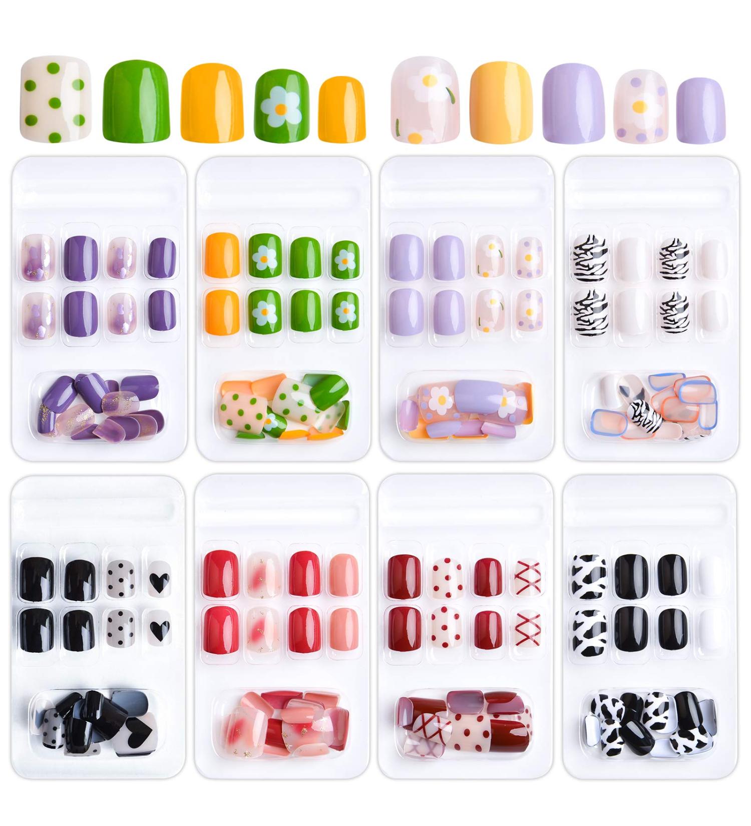 Kalolary 192-Piece Stiletto Fake Nails - Full Cover Artificial Fingernails with 8 Glue Stickers | Stylish Patterns for Beautiful Nails - Buy Online on GoSupps.com