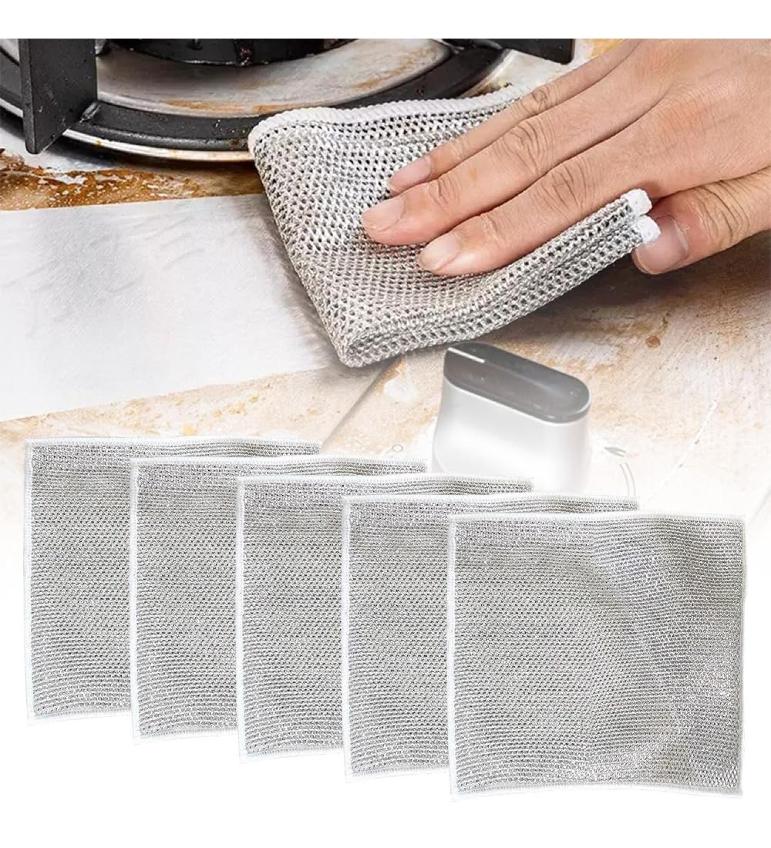 2024 New Multipurpose Wire Dishwashing Rags Premium Metal Wire Dishwashing Cloth Scrubs Cleans Scrubbing Wire Dishwashing Rags Non-Scratch Wire Dishcloth for Dishes Sinks (5) (Silver 5) - Buy Online on GoSupps.com