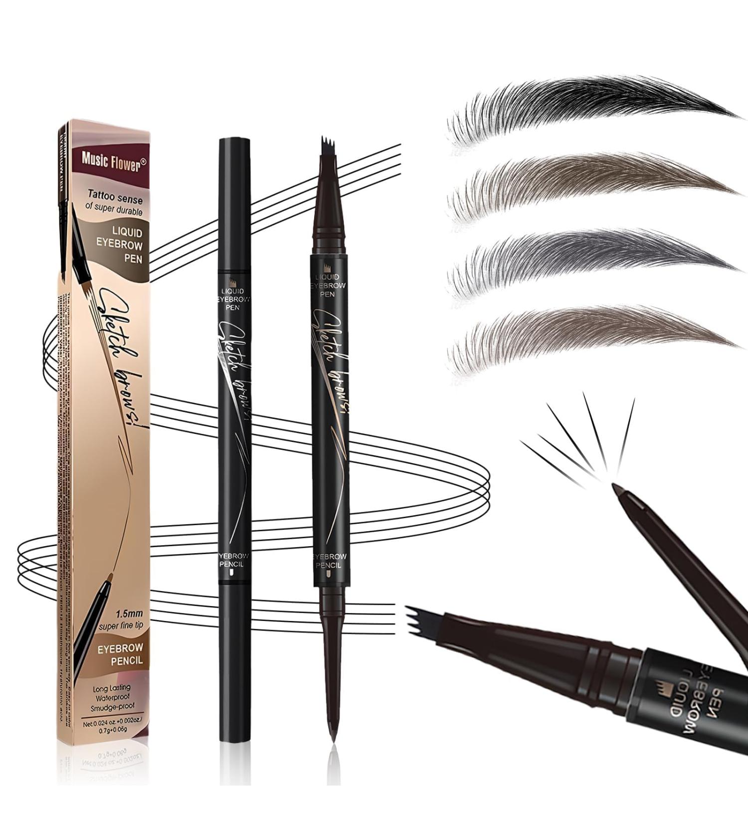4-Tip Microblading Eyebrow Pen Waterproof Eyebrow Pencil Microblade Eyebrow Pens for Women Long-Lasting Magic Eye Brow Pencil with 4 Fork Tip for Makeup Cosmetics (black) 4# Black - Buy Online on GoSupps.com