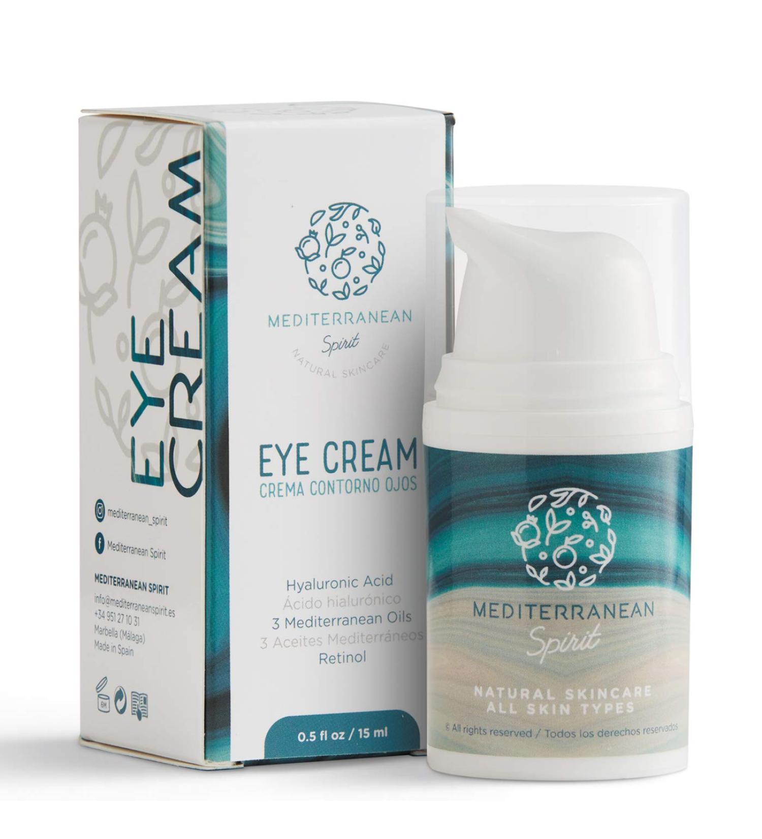 Best Hyaluron Retinol Eye Cream for Wrinkles & Dark Circles - Natural Organic Anti-Aging Formula | 15ml Mediterranean Spirit - Buy Online on GoSupps.com