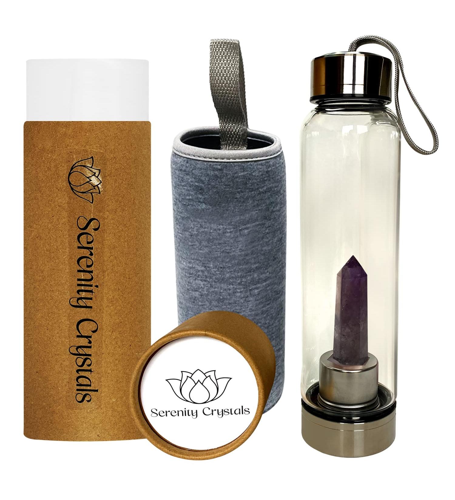 Serenity Crystals Infused Water Bottle (Stainless Steel Amethyst Wand) - Buy Online on GoSupps.com
