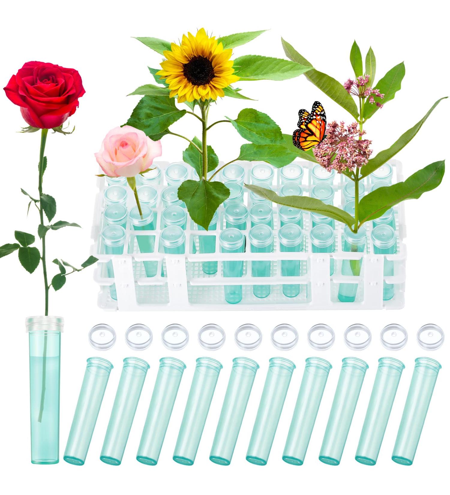 40 Piece Floral Tubes with Rack Holder for Flower Arrangements - Green 2.8 x 0.7 Inch - Buy Online on GoSupps.com