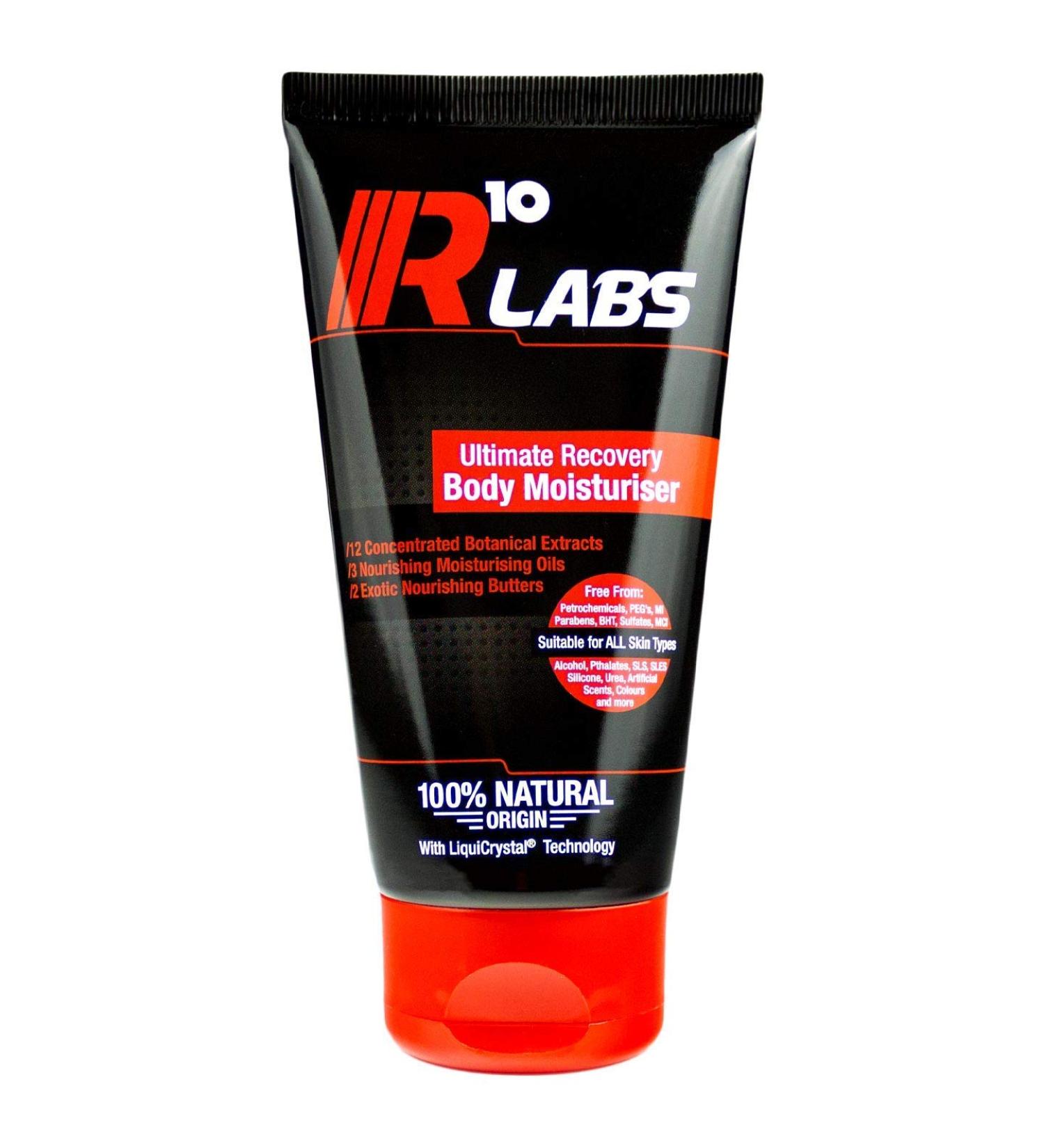 R10 labs Ultimate Recovery Body Moisturiser - 100% Natural Lotion for Men with Shea & Cocoa Butter 12 Concentrated Botanical Extracts 150ml - Buy Online on GoSupps.com