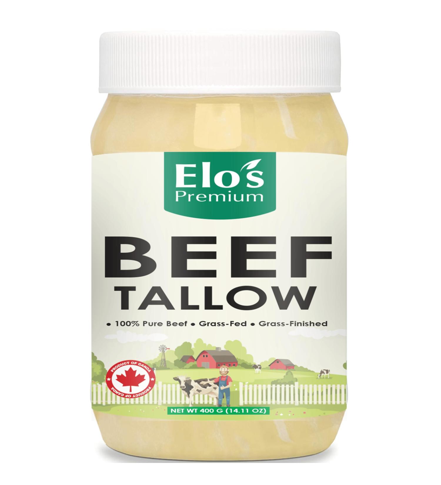 CANADIAN Beef Tallow 14OZ | PRODUCT OF CANADA| Premium Quality Rendered Fat | Ideal for Cooking Frying and Baking | Enhances Flavor and Texture | Keto and Paleo Friendly | By Elo's Premium