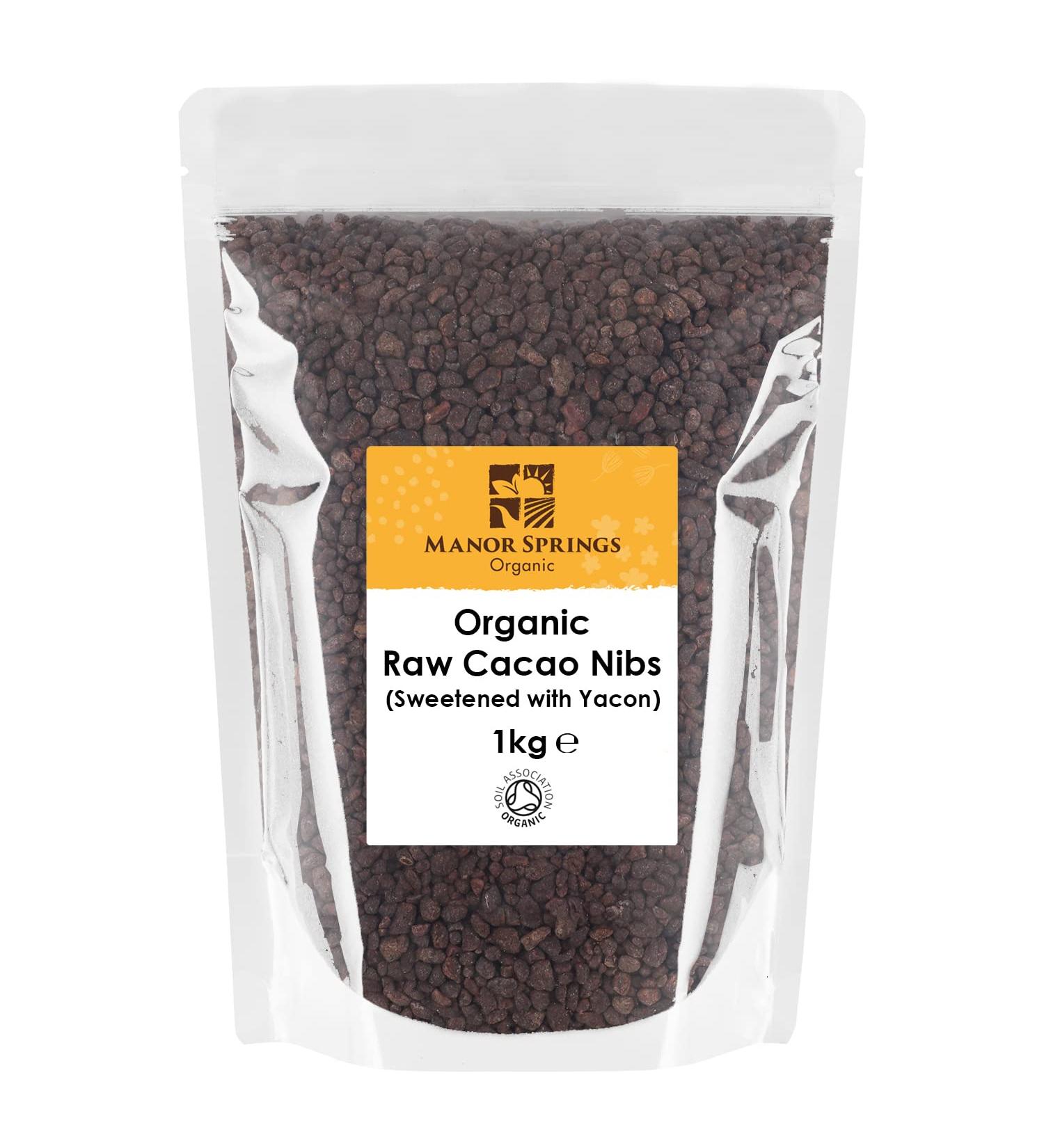 Organic Raw Cacao Nibs (Sweetened with Yacon) 1kg by Manor Springs Organic - Buy Online on GoSupps.com
