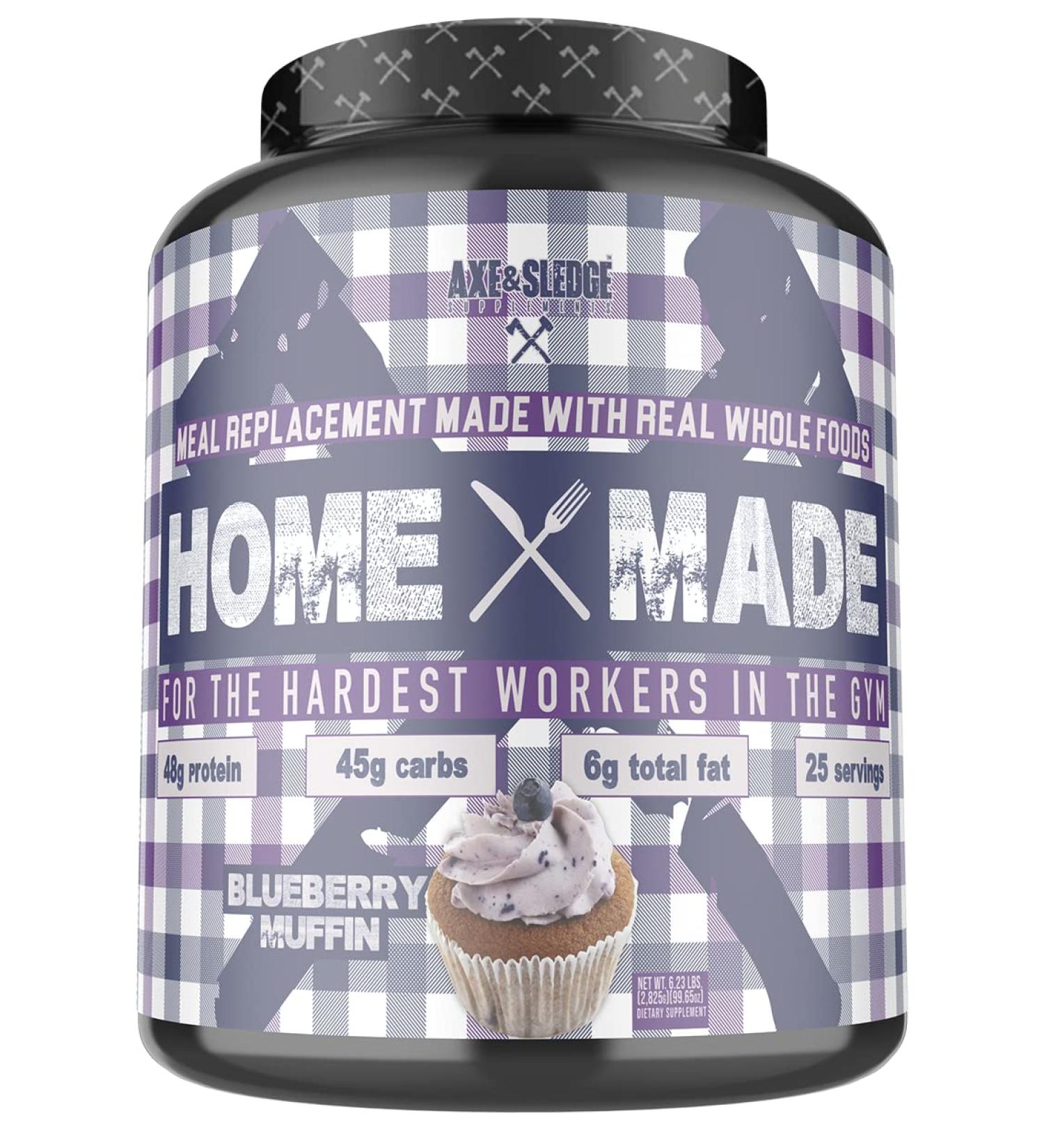 Axe & Sledge Whole Foods Meal Replacement Powder - Blueberry Muffin Flavor 25 Servings with Digestive Enzymes | International Shipping Available - Buy Online on GoSupps.com