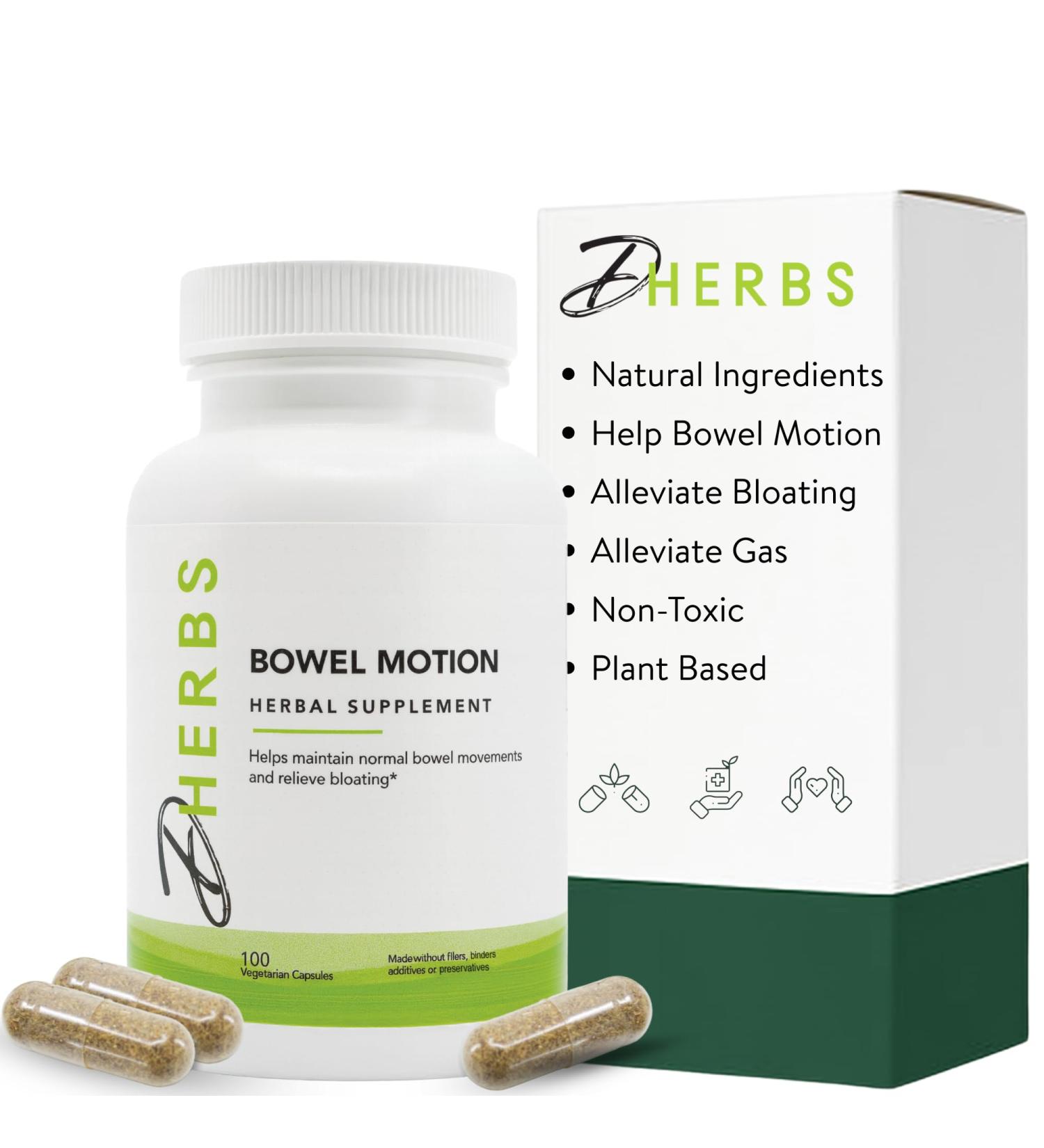 Dherbs- Natural Daily Bowel Movement Supplement + Gas & Bloating Relief | Senna Leaves Fennel Seed Cascara Sagrada Bark Pippali Capsules Herbal (100 Capsules) - Buy Online on GoSupps.com