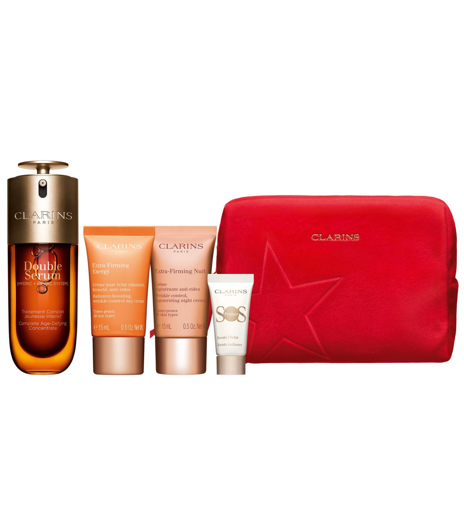 Clarins Double Serum & Extra-Firming Set | 5-Piece Anti-Aging Skincare Gift Set | Limited Edition $213 Value - Buy Online on GoSupps.com