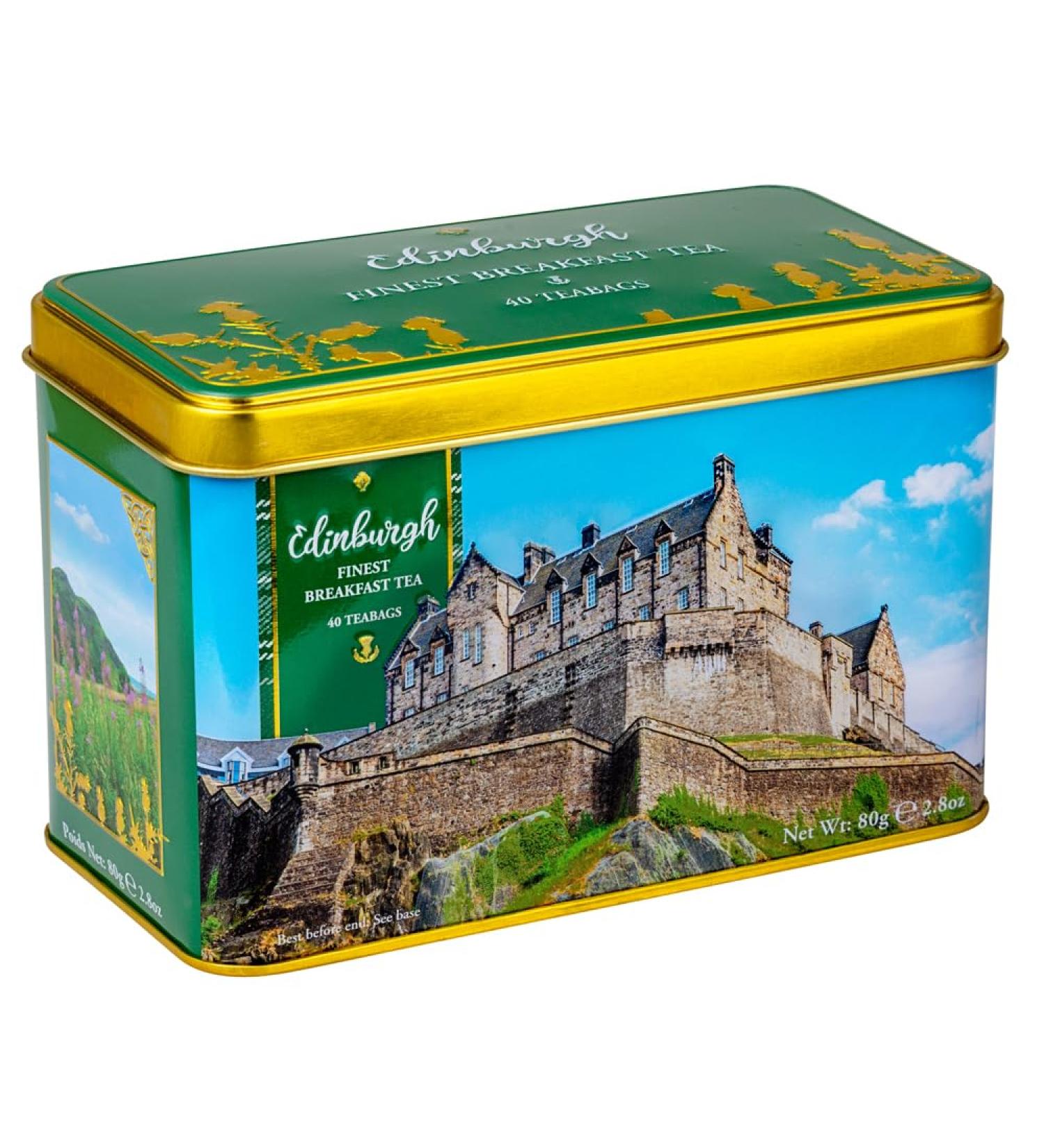 New English Teas Edinburgh Castle Tea Caddy with 40 English Breakfast Teabags - Buy Online on GoSupps.com