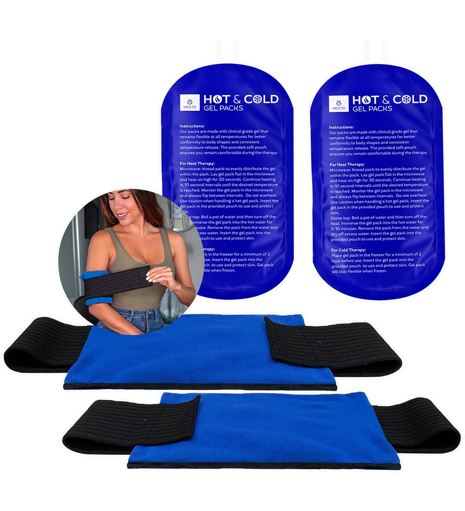 Reusable Gel Ice Packs for Injuries - Hot Cold Compress Wraps for Pain Relief & Swelling - Shoulder Elbow Back Hip Knee Therapy - Buy Online on GoSupps.com