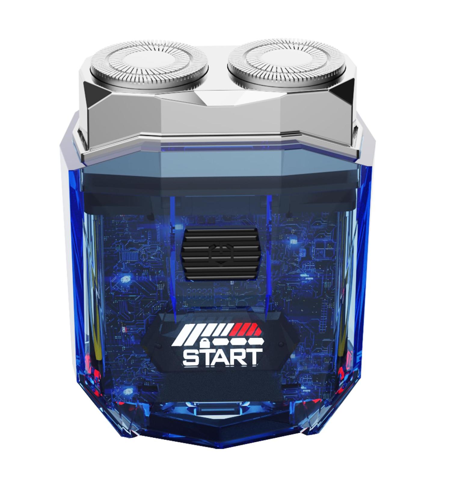 Cyberpunk Mini Electric Shaver - Portable Waterproof Razor for Men Wet & Dry Travel Shaver with Smart Display Rechargeable Cordless for Home Office & Car | Gifts in Blue - Buy Online on GoSupps.com