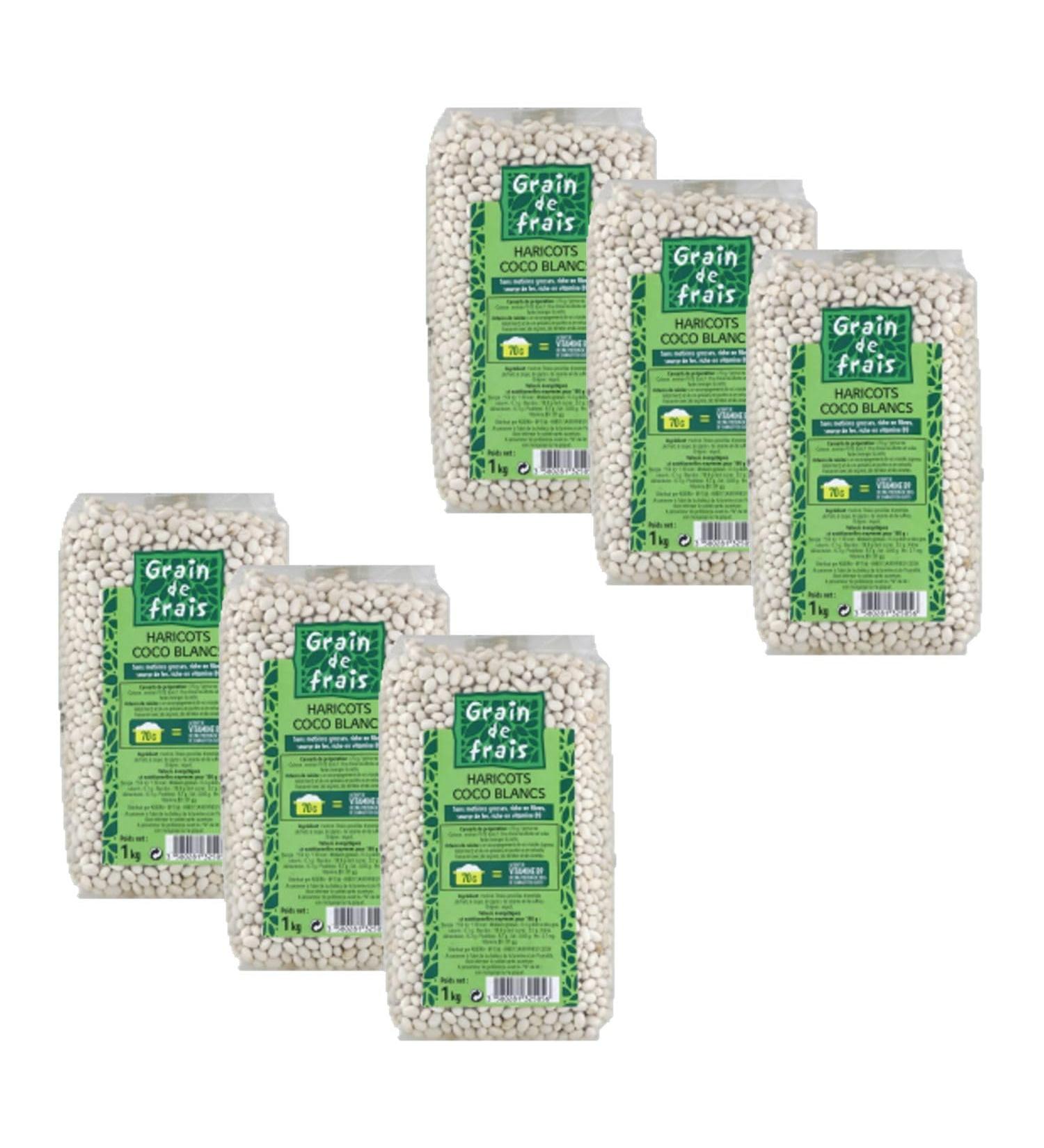 Grain de Frais Pack of 6 White Coconut Beans Grain de Frais Pack of 1 kg