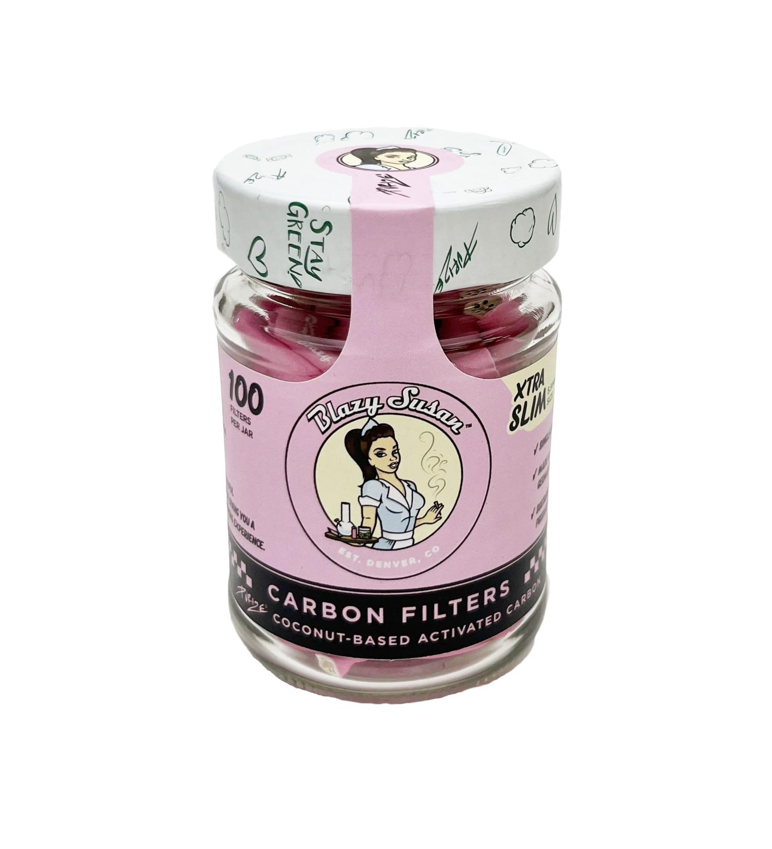 Pink Activated Carbon Filter Tips | Xtra Slim | 100ct Jar