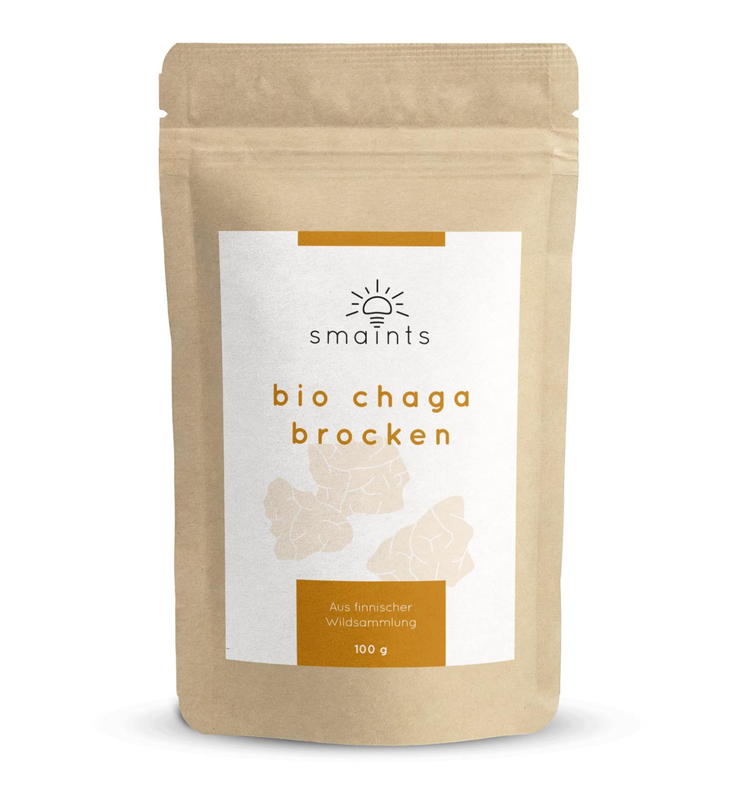 Organic Chaga Mushroom - Wild Collection from Finland - 100g for Chaga Tea - Natural Untreated & Pollutant-Free - Buy Online on GoSupps.com