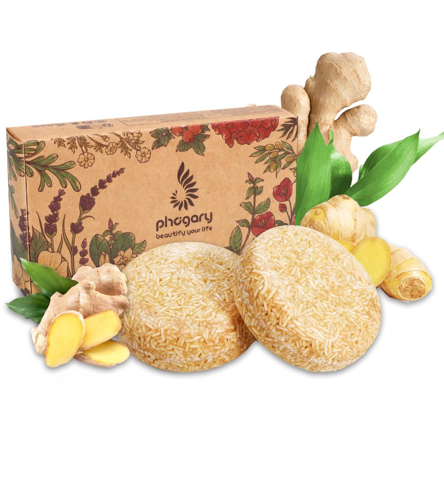  PHOGARY PHOGARY 2PCS Organic Ginger Hair Soap Shampoo Bar Natural Hair Care with Plant Extracts Moisturizes Hair and Cleanses Scalp Pores 3.88 oz - Buy Online on GoSupps.com