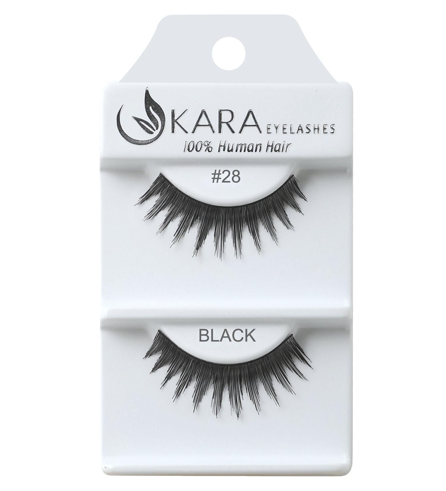 Kara Beauty Human Hair Eyelashes - 28 (Pack of 12)