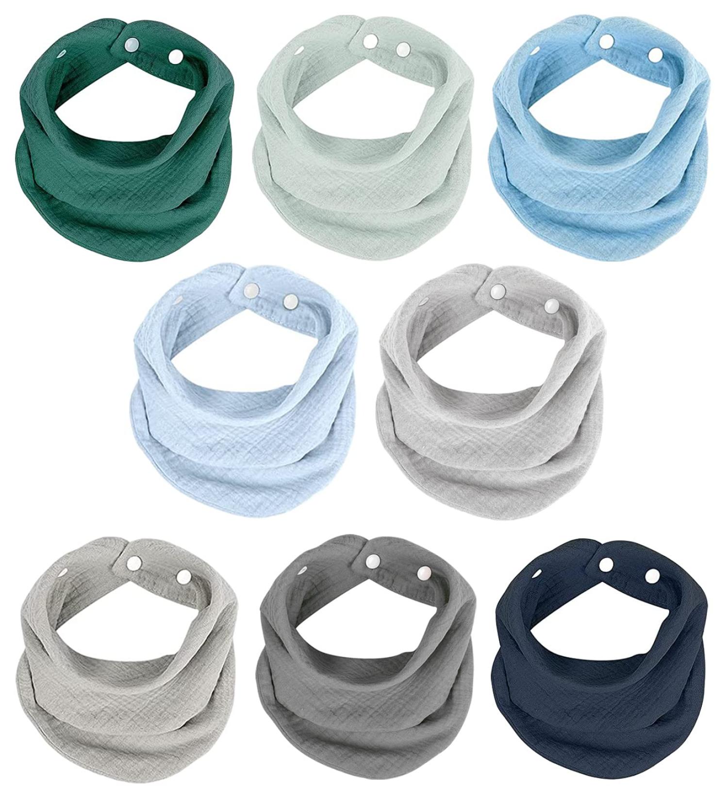 Vonarhug Muslin Baby Bibs - 8-Pack Super Absorbent Cotton Triangle Bibs for Teething Babies - International Shipping Available - Buy Online on GoSupps.com
