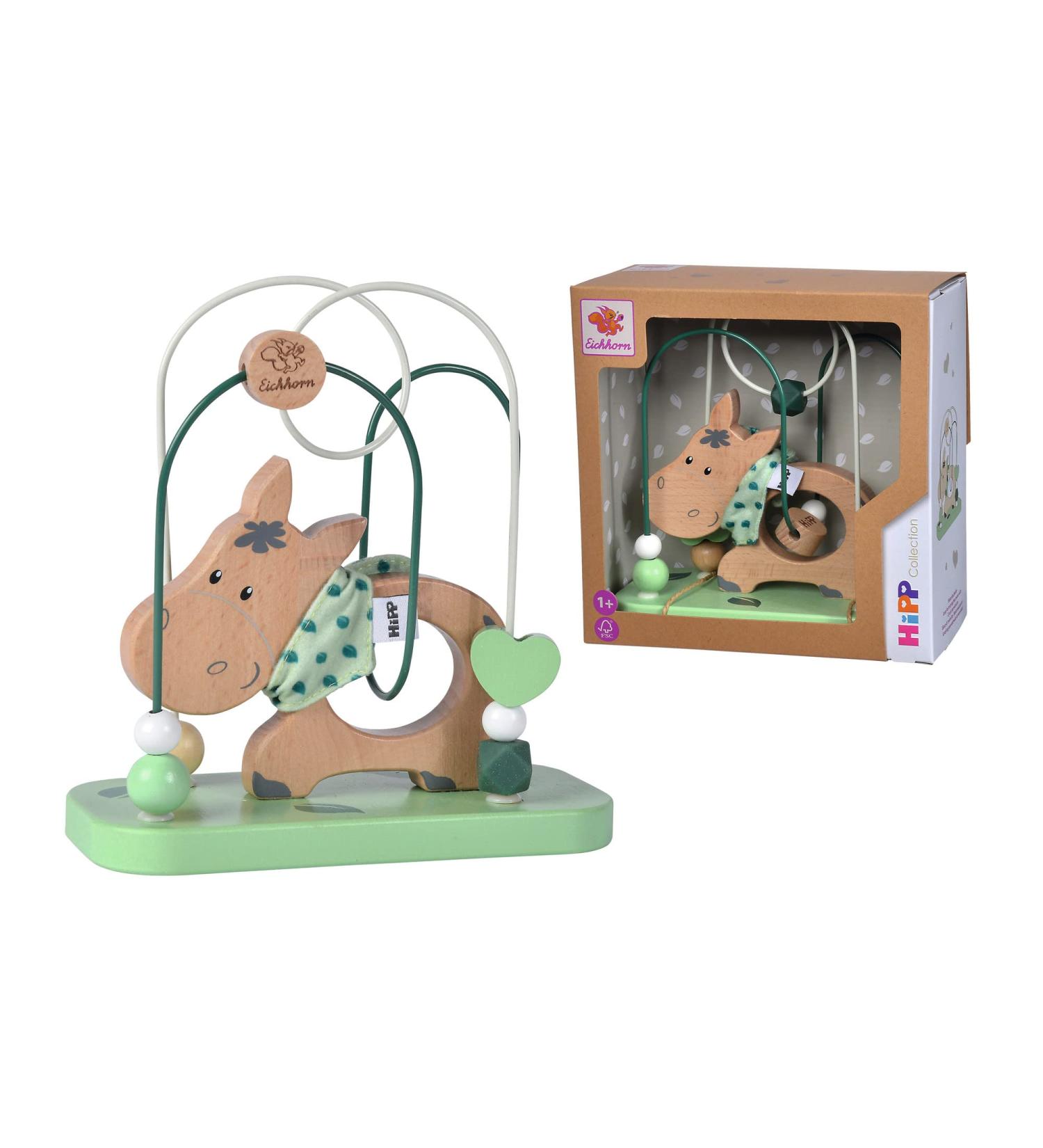 Eichhorn Baby Hipp Motor Loop - 2 Loops & Donkey Motif | 100% FSC Certified Beech & Birch Wood 6x18x18cm | Ideal for Kids 1 Year+ - Buy Online on GoSupps.com