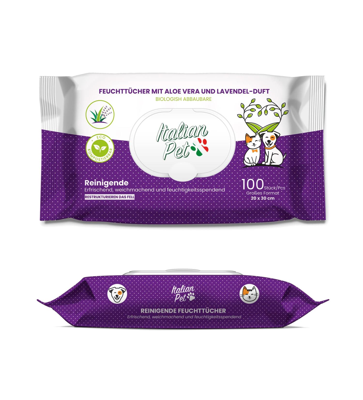 Biodegradable Aloe Vera & Lavender Pet Cleaning Wipes - 100 Disposable Wipes for Dogs Cats & Rabbits - Eco-Friendly Wet Wipes for Paws Muzzle & Fur - Buy Online on GoSupps.com