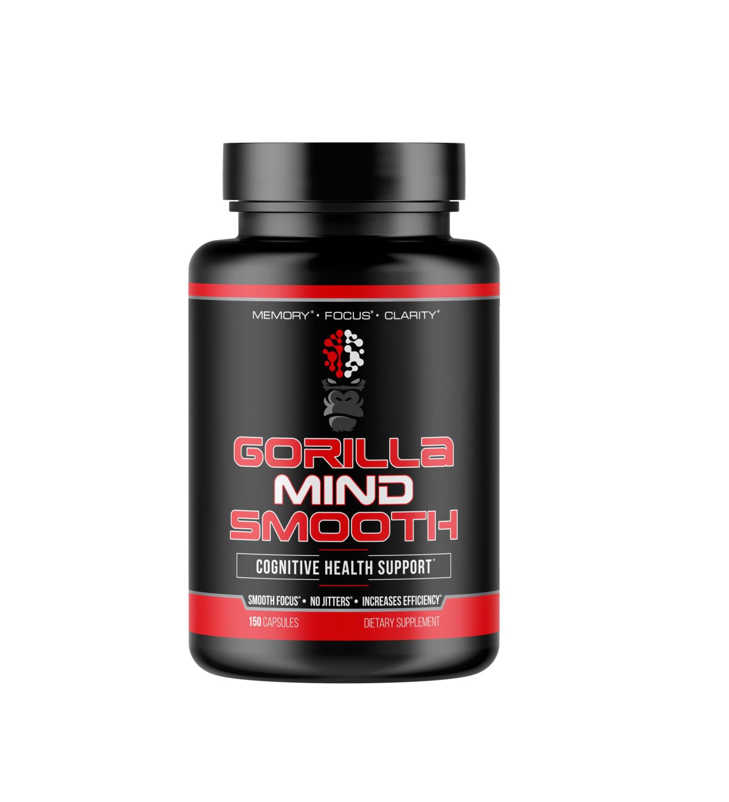 Gorilla Mind Nootropic Formula - 150 Capsules | Best Caffeinated Productivity Supplement for 8+ Hours of Focus & Energy - International Shipping Available - Buy Online on GoSupps.com