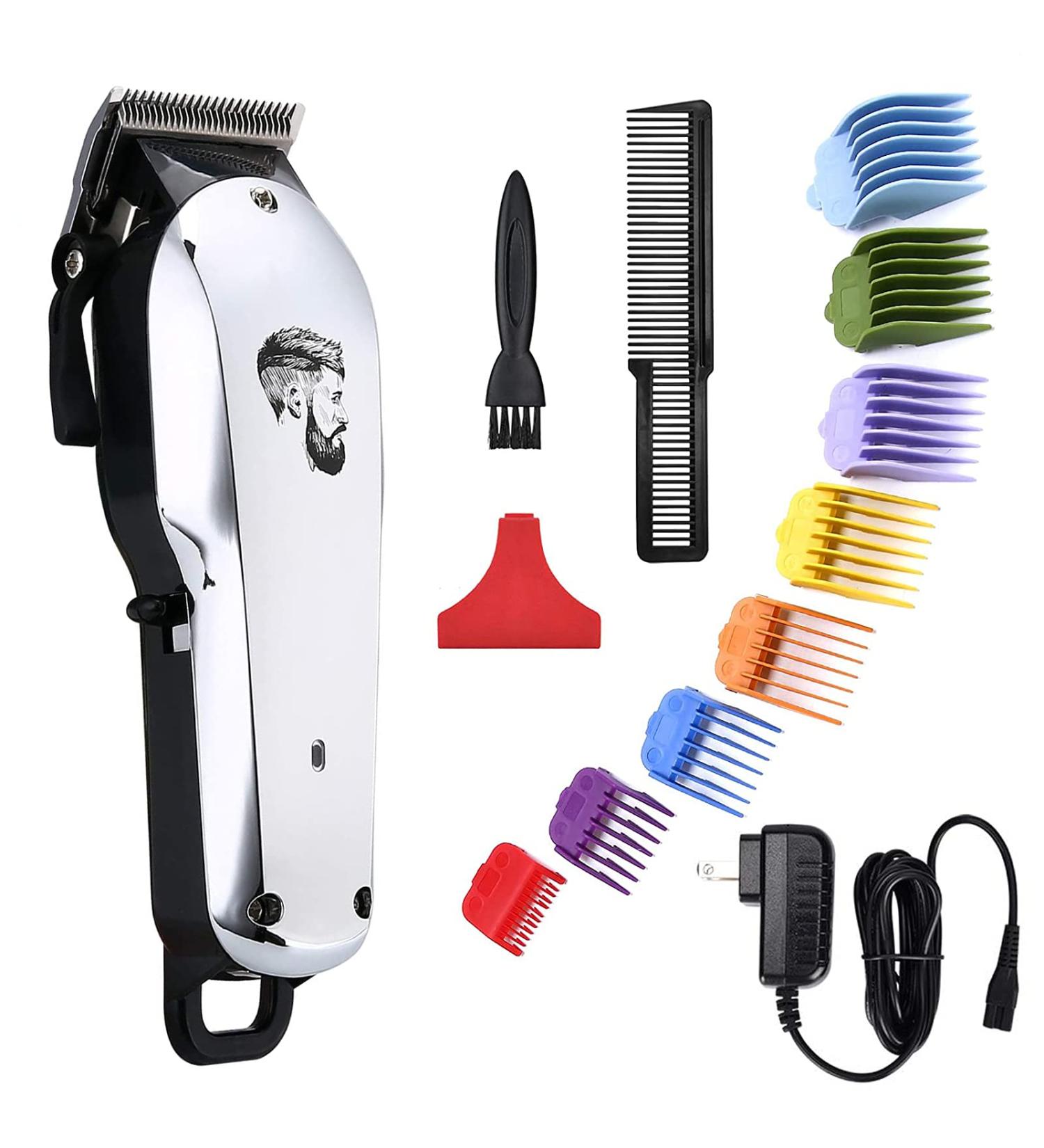 Professional Cordless Hair Clippers & Beard Trimmer Kit for Men - Home Barber Silver - Buy Online on GoSupps.com