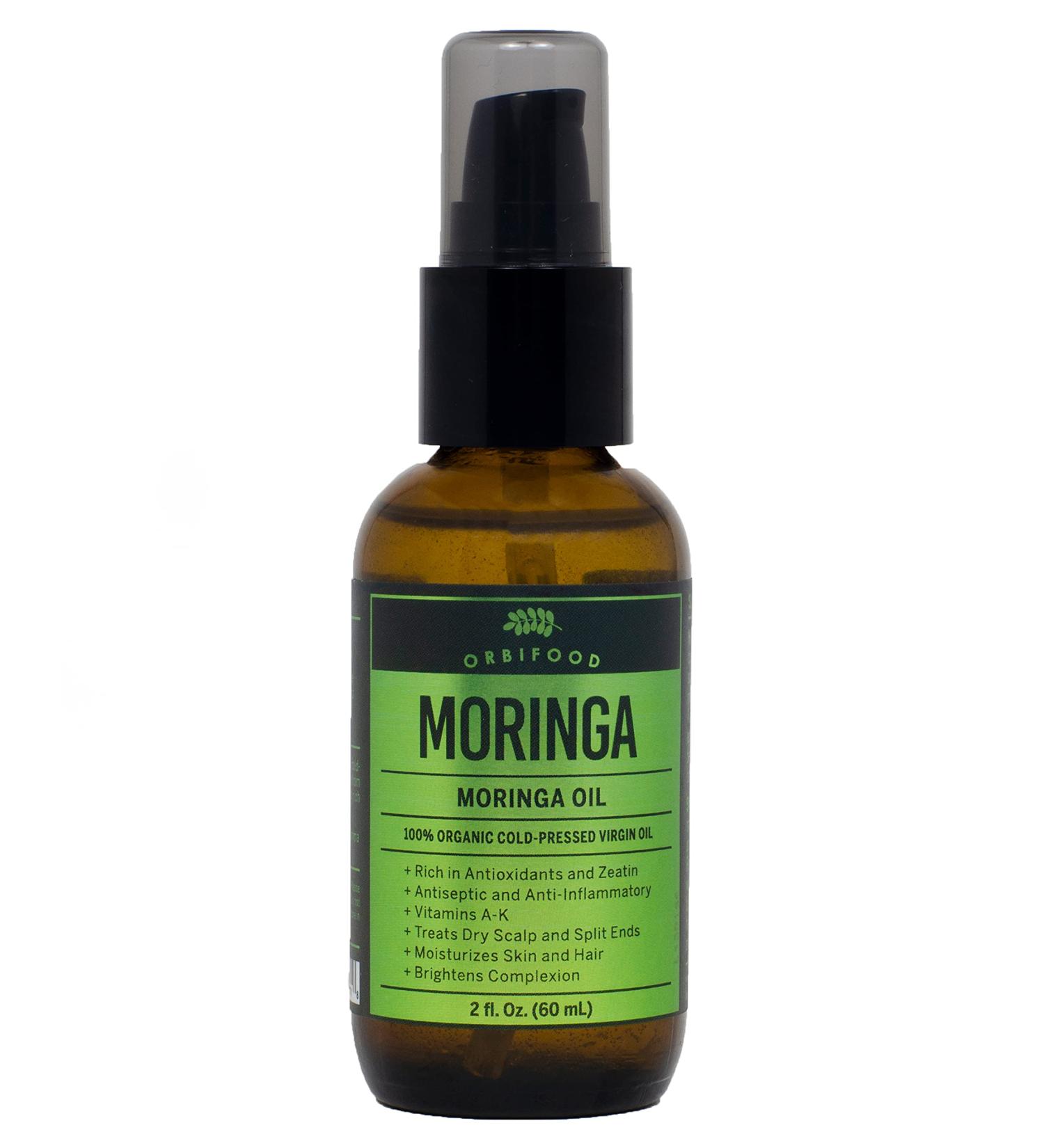 Orbifood Organic Moringa Oil 60ml - USDA Certified, Made in USA - Cold Pressed Virgin Oil for Skin, Hair & Nails - Hydrating & Antioxidant-Rich - Buy Online on GoSupps.com