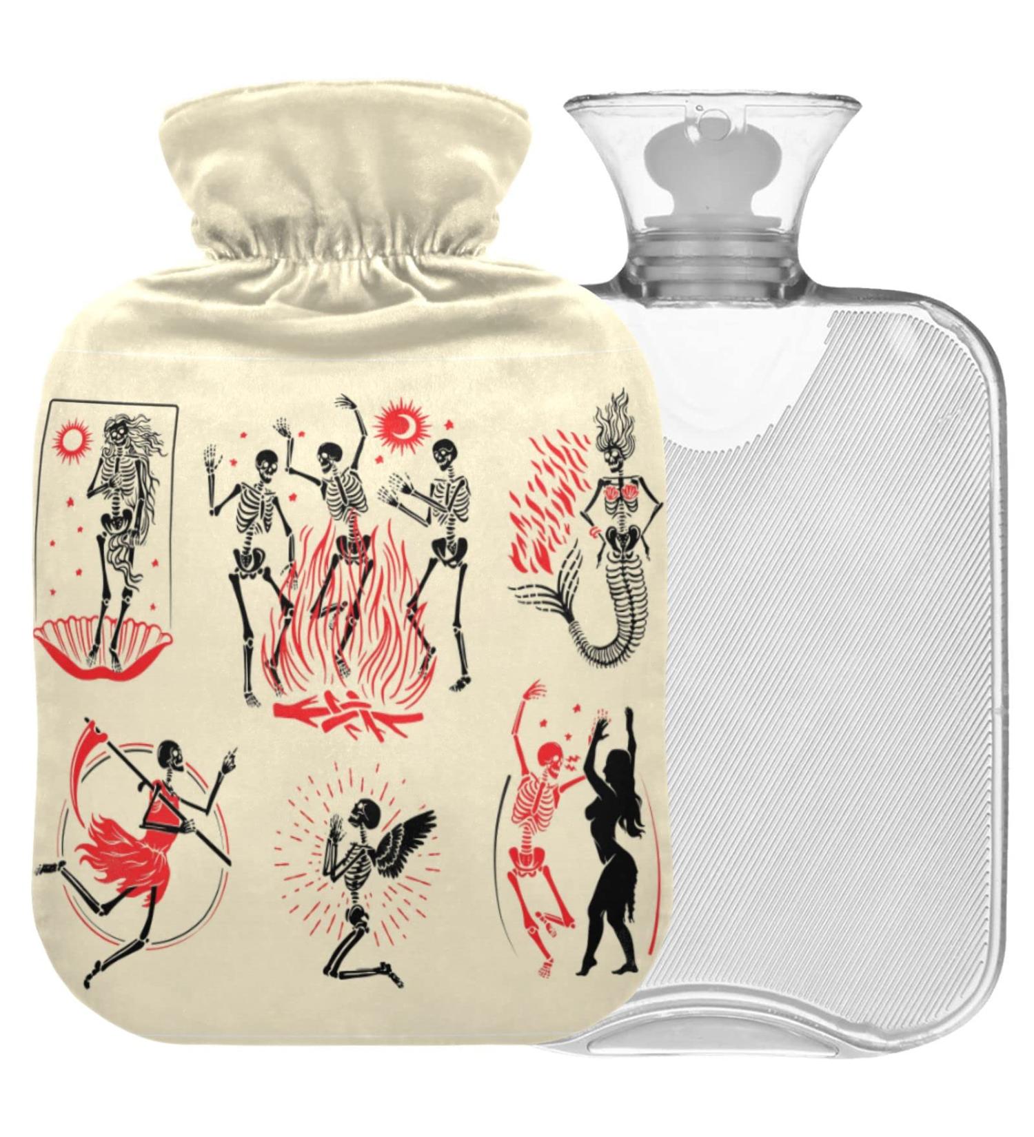 Naanle Skull Skeleton Collection Hot Water Bottle - Hand & Foot Warmer for Pain Relief | 1L Transparent Heat Therapy - Buy Online on GoSupps.com