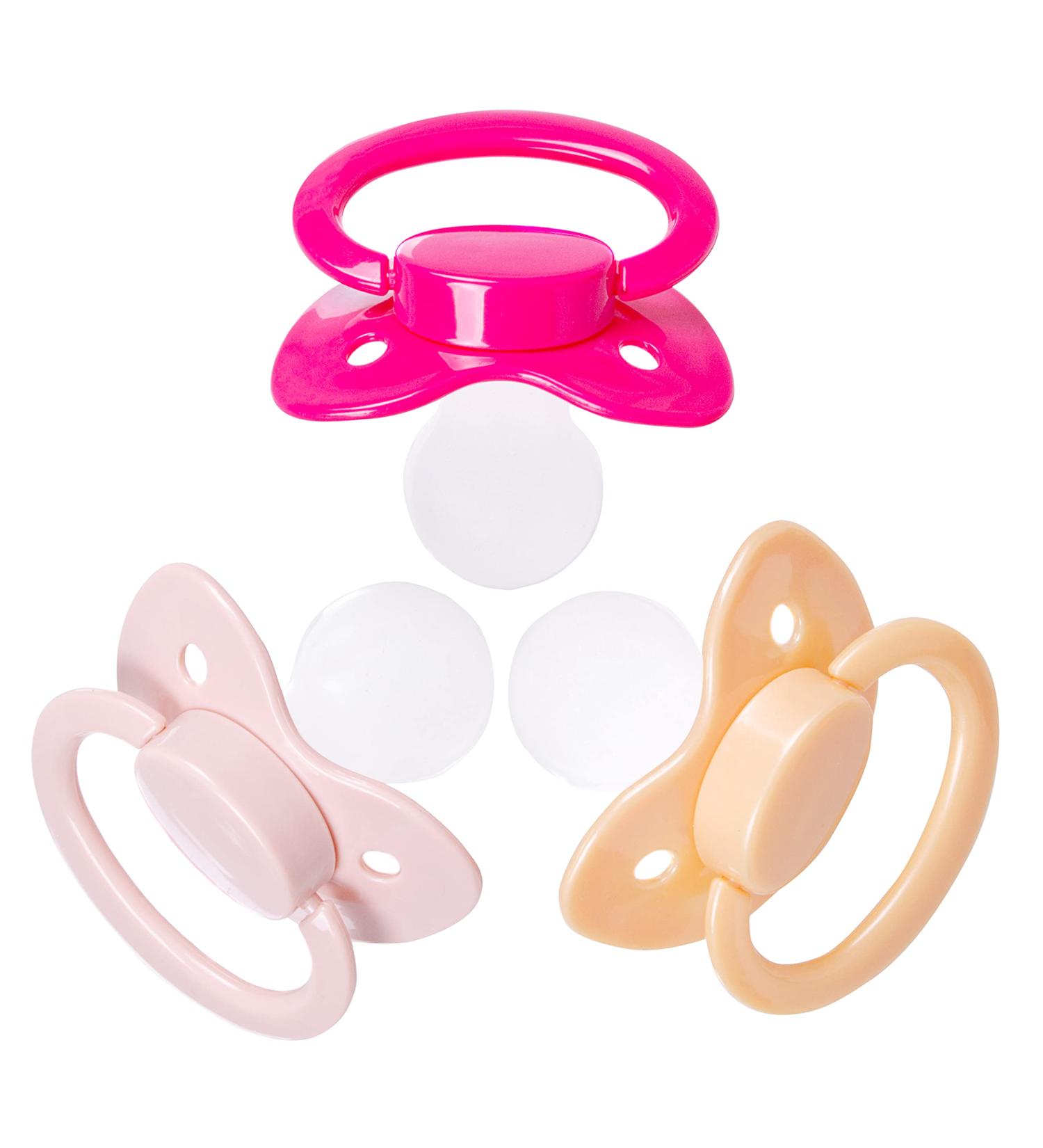 J&Or Classic Original Adult Pacifier Dummy - Three Color Pack (Hot Pink, Flamingo Pink, Caramel Yellow) - Buy Online on GoSupps.com