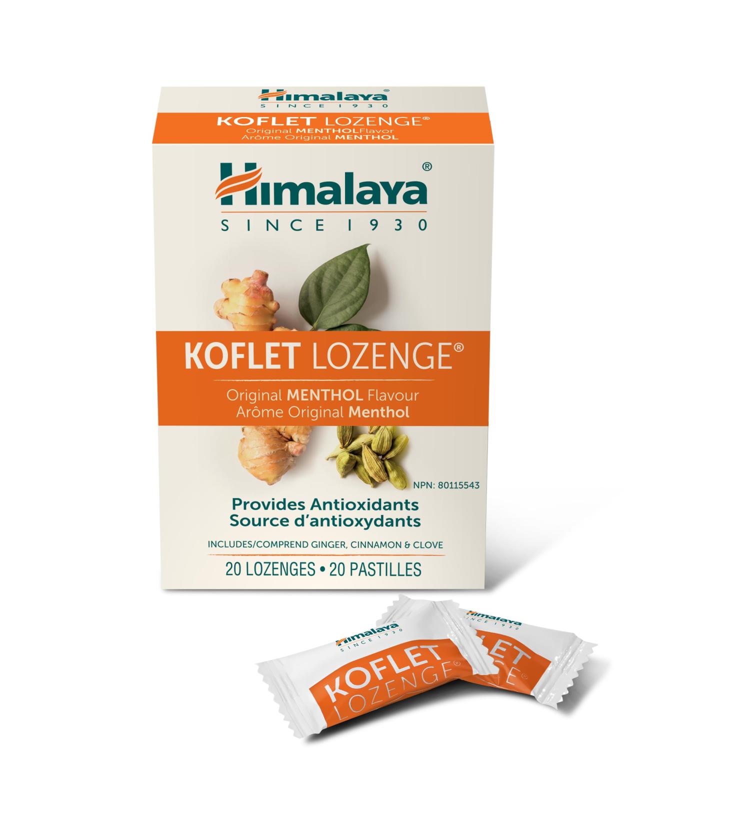 Himalaya Koflet Lozenges Original Menthol Flavor Provides Antioxidants Includes Ginger Cinnamon & Clove 20 Lozenges - Buy Online on GoSupps.com