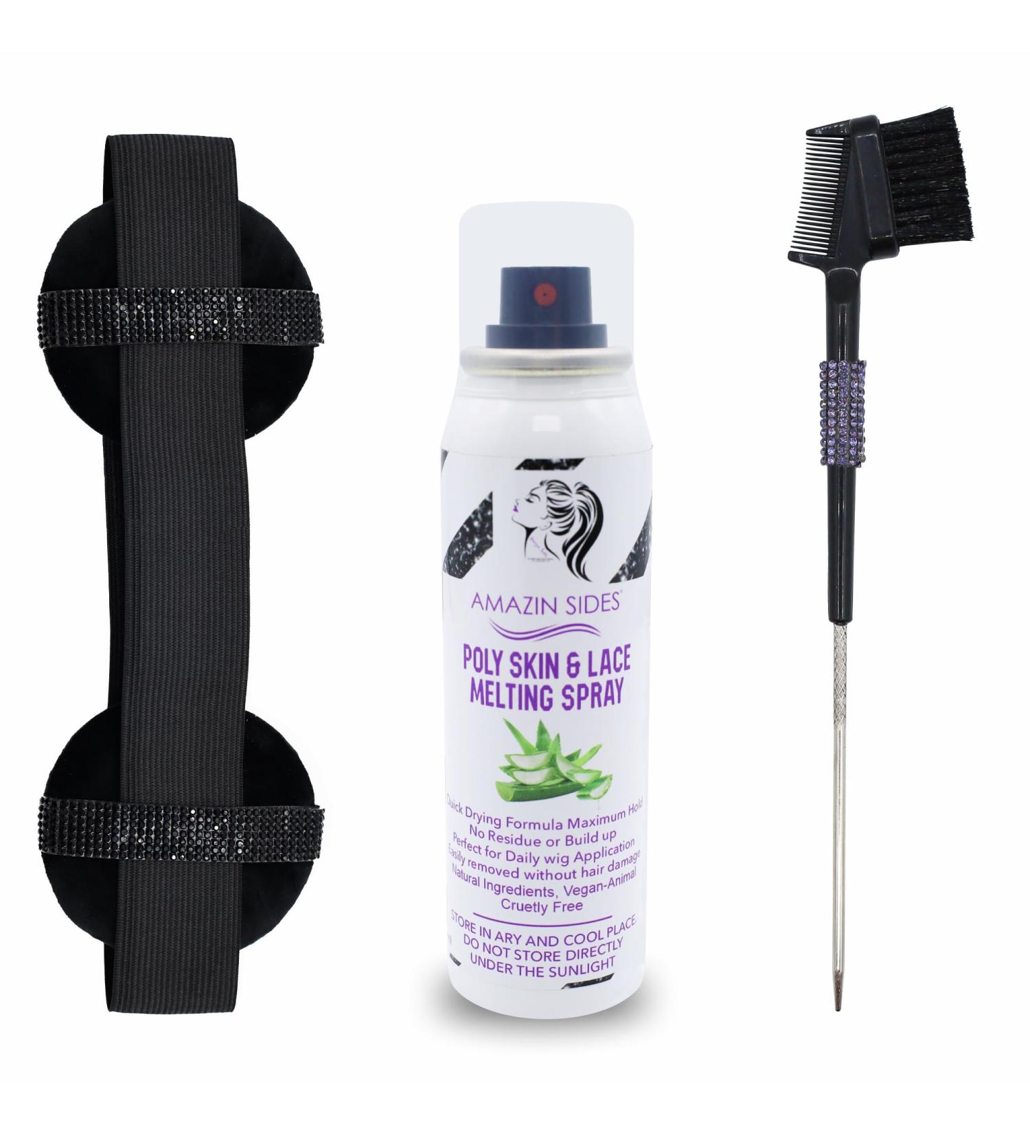 Melting Spray for Lace Wigs 3.4 FL oz. Long Lasting & Strong Hold Lace Melting Spray for Wigs with Ear Protector Band & Comb Waterproof & Fast Dry Lace Melting Spray for Glueless Wigs - Buy Online on GoSupps.com