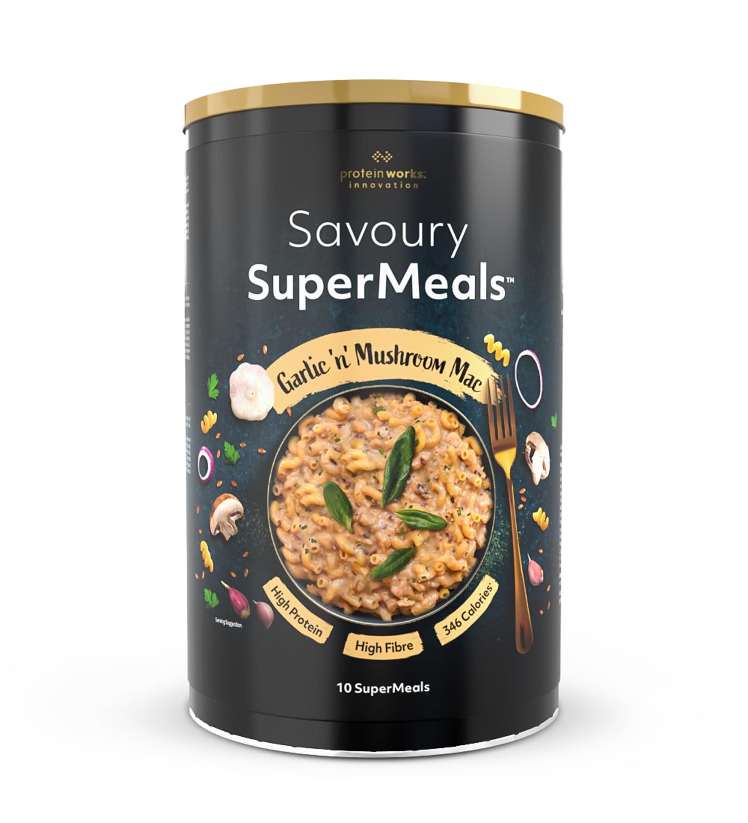 The Protein Works Savoury SuperMeals Vegan & High Protein Garlic 'n' Mushroom Mac 900g - 10 Meals - Buy Online on GoSupps.com