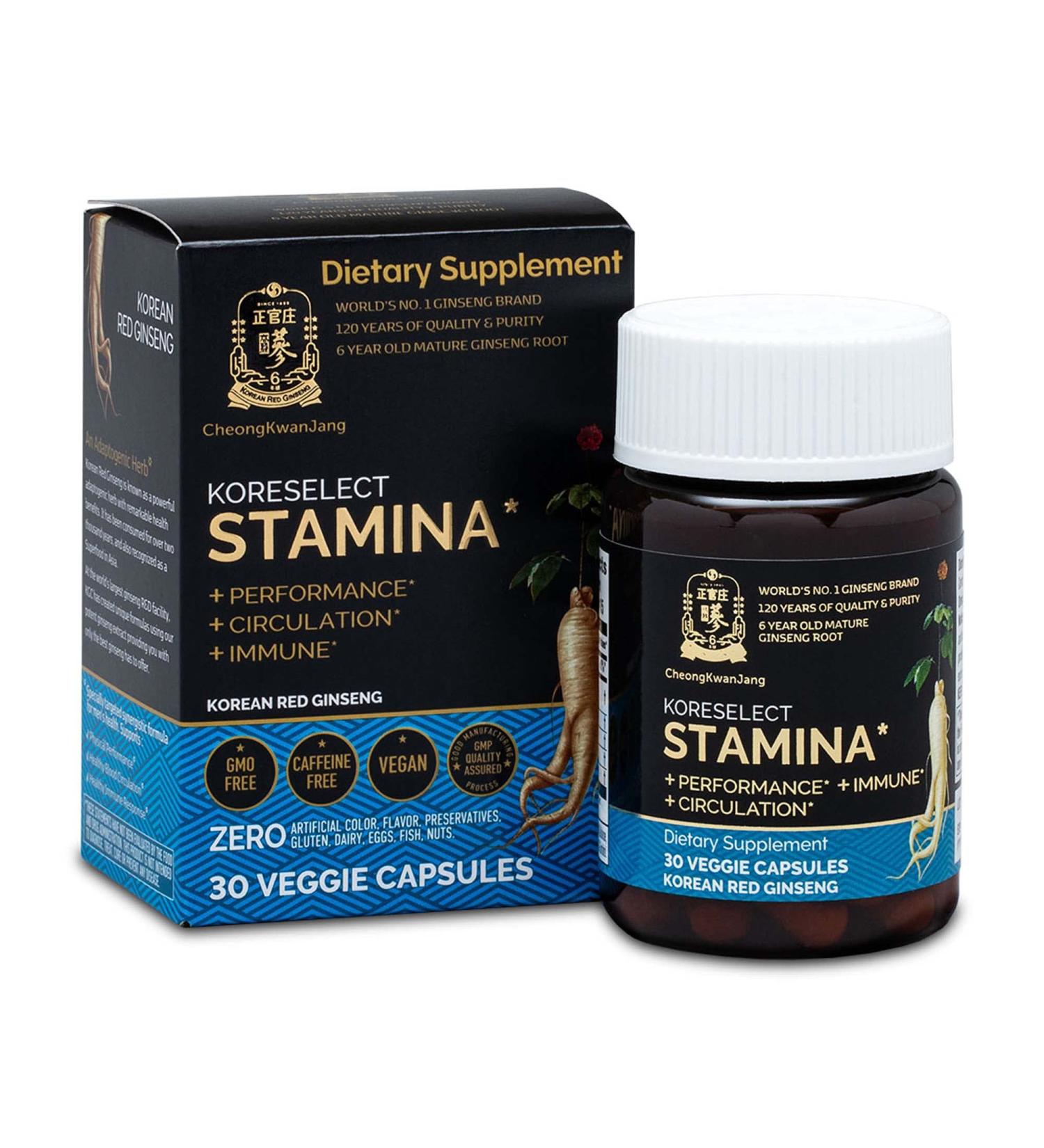Cheong Kwan Jang Koreselect Stamina - 30 Veggie Capsules for Energy & Vitality - Buy Online on GoSupps.com