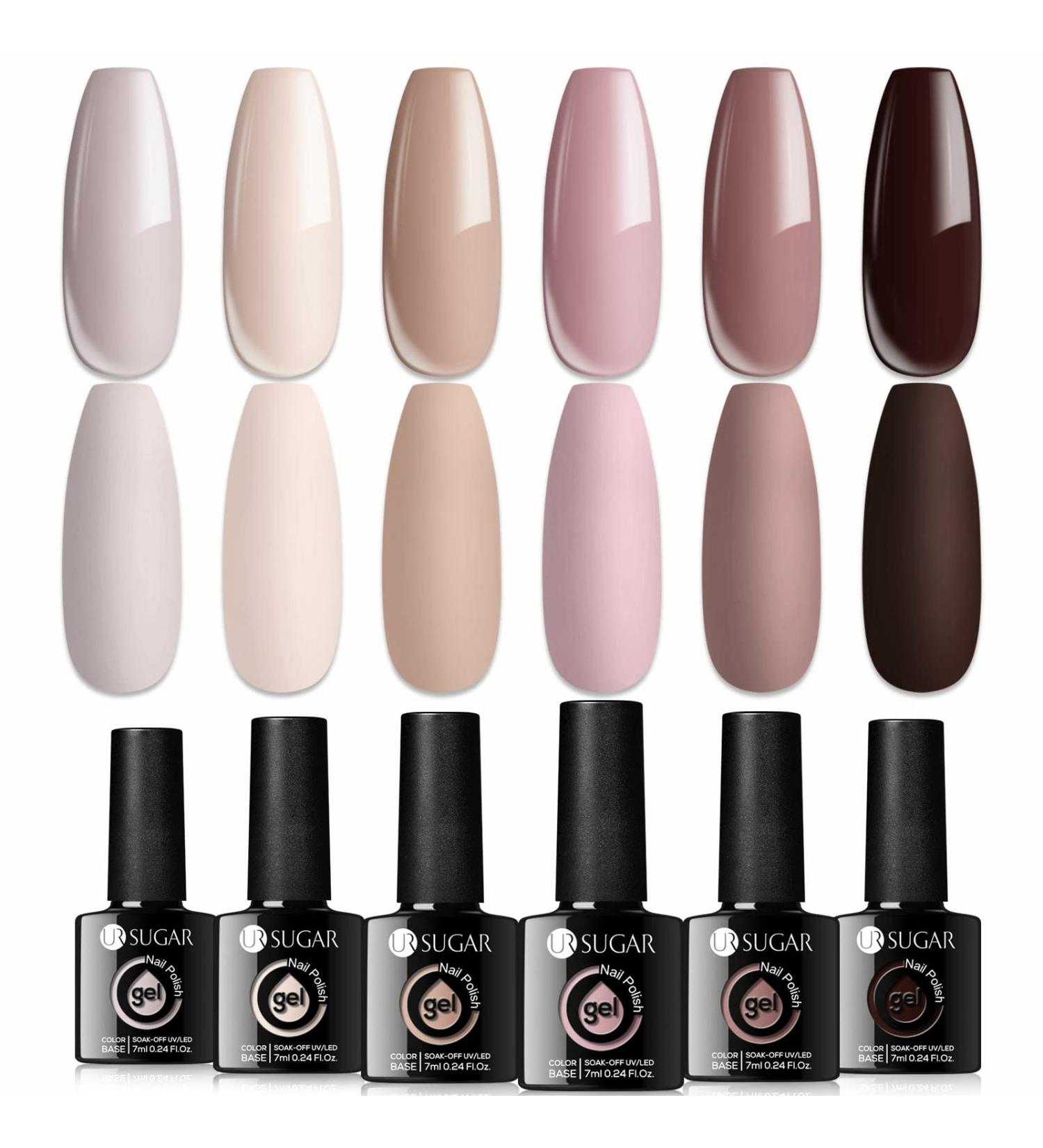 Ur Sugar UV Nail Polish Set - 6 Nude Brown Gel Colors for DIY Nail Art | Perfect for Valentine's Day Weddings & Parties - Buy Online on GoSupps.com