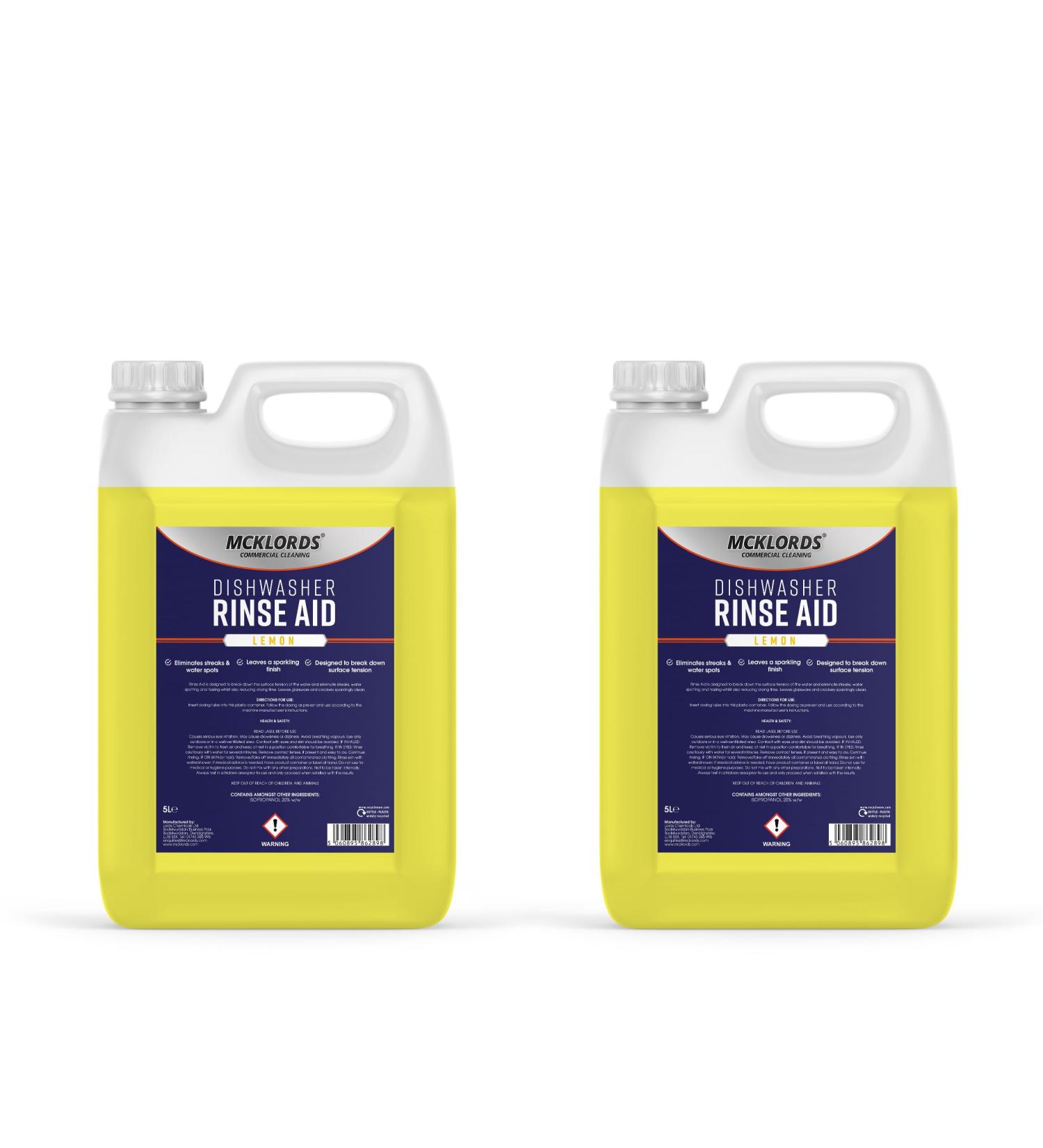McKLords Commercial - Dishwasher Rinse Aid Lemon Fragrance - 10 Litre (2x5 Litre)  - Buy Online on GoSupps.com